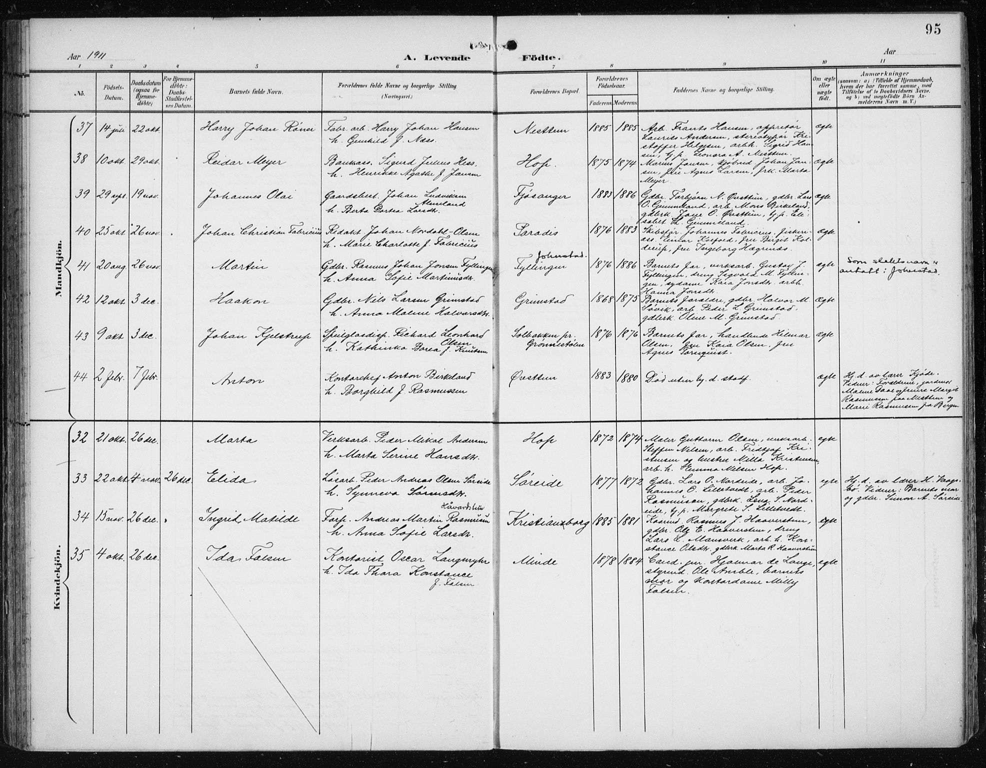 Fana Sokneprestembete, AV/SAB-A-75101/H/Haa/Haai/L0003: Parish register (official) no. I 3, 1900-1912, p. 95