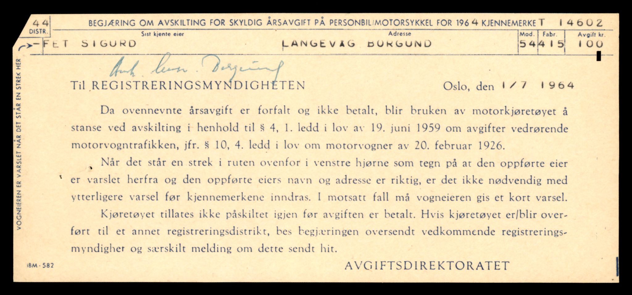Møre og Romsdal vegkontor - Ålesund trafikkstasjon, AV/SAT-A-4099/F/Fe/L0047: Registreringskort for kjøretøy T 14580 - T 14720, 1927-1998, p. 623