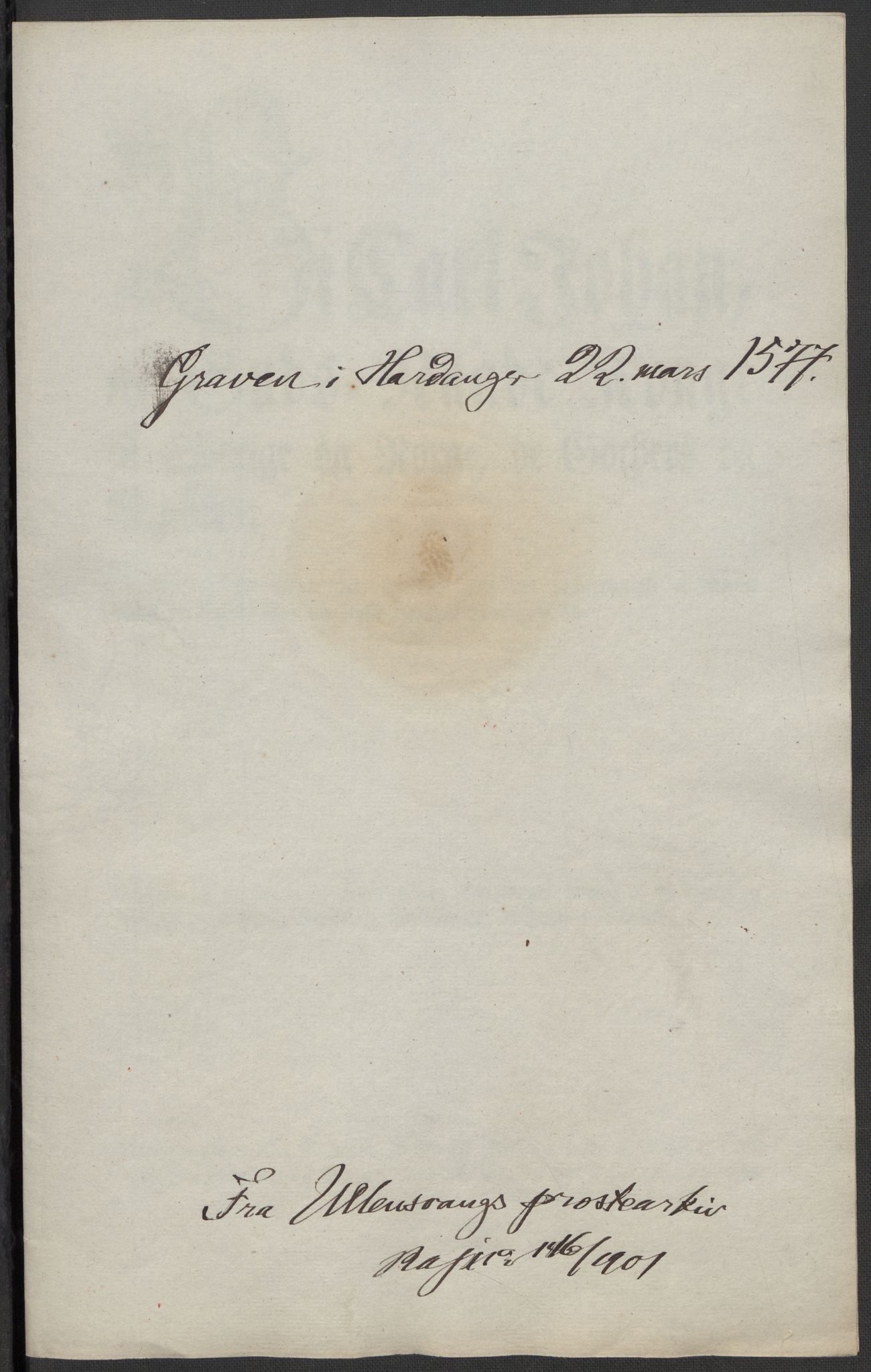 Riksarkivets diplomsamling, AV/RA-EA-5965/F15/L0037: Prestearkiv - Hordaland, 1577-1733, p. 3