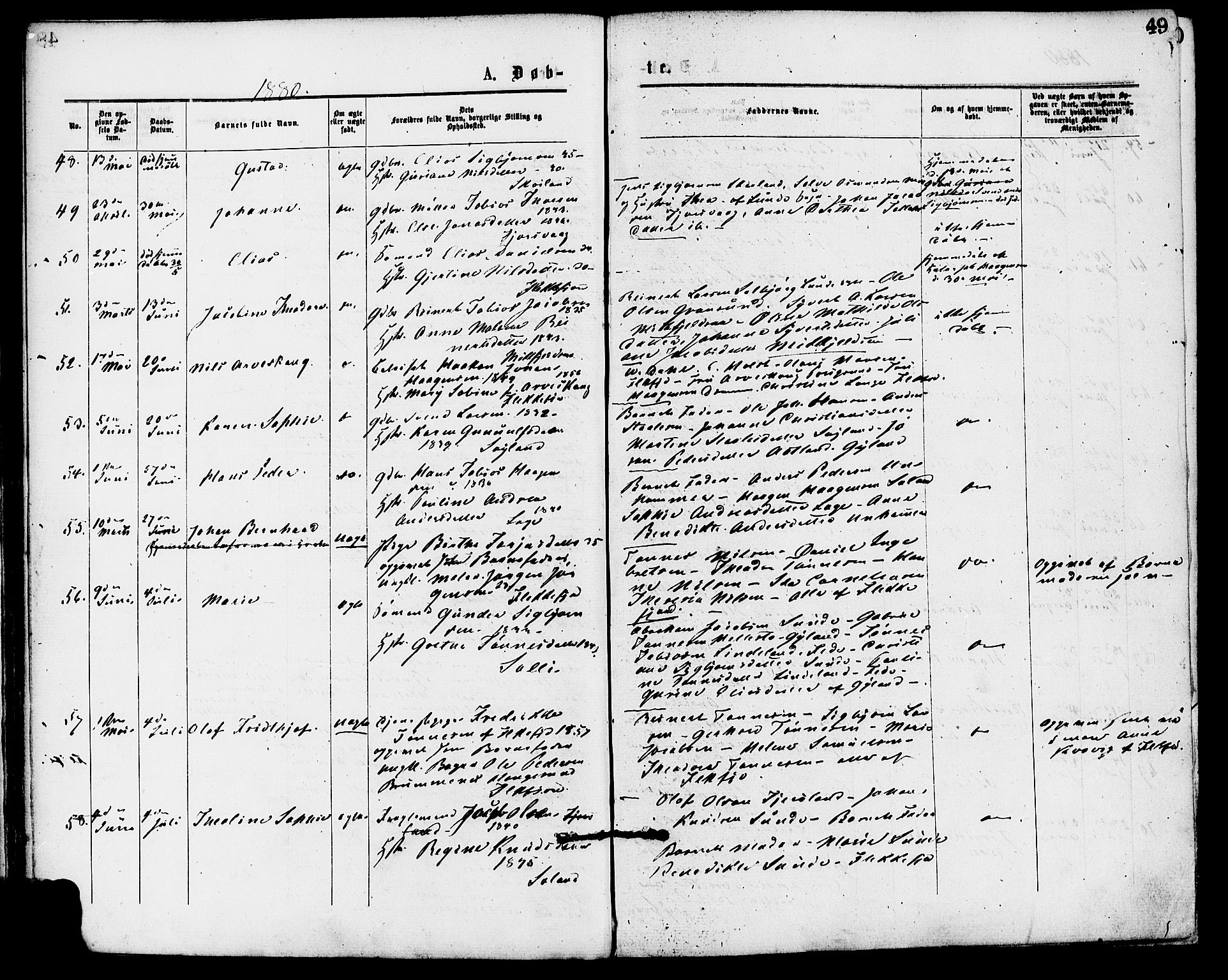 Flekkefjord sokneprestkontor, AV/SAK-1111-0012/F/Fa/Fac/L0007: Parish register (official) no. A 7, 1875-1885, p. 49