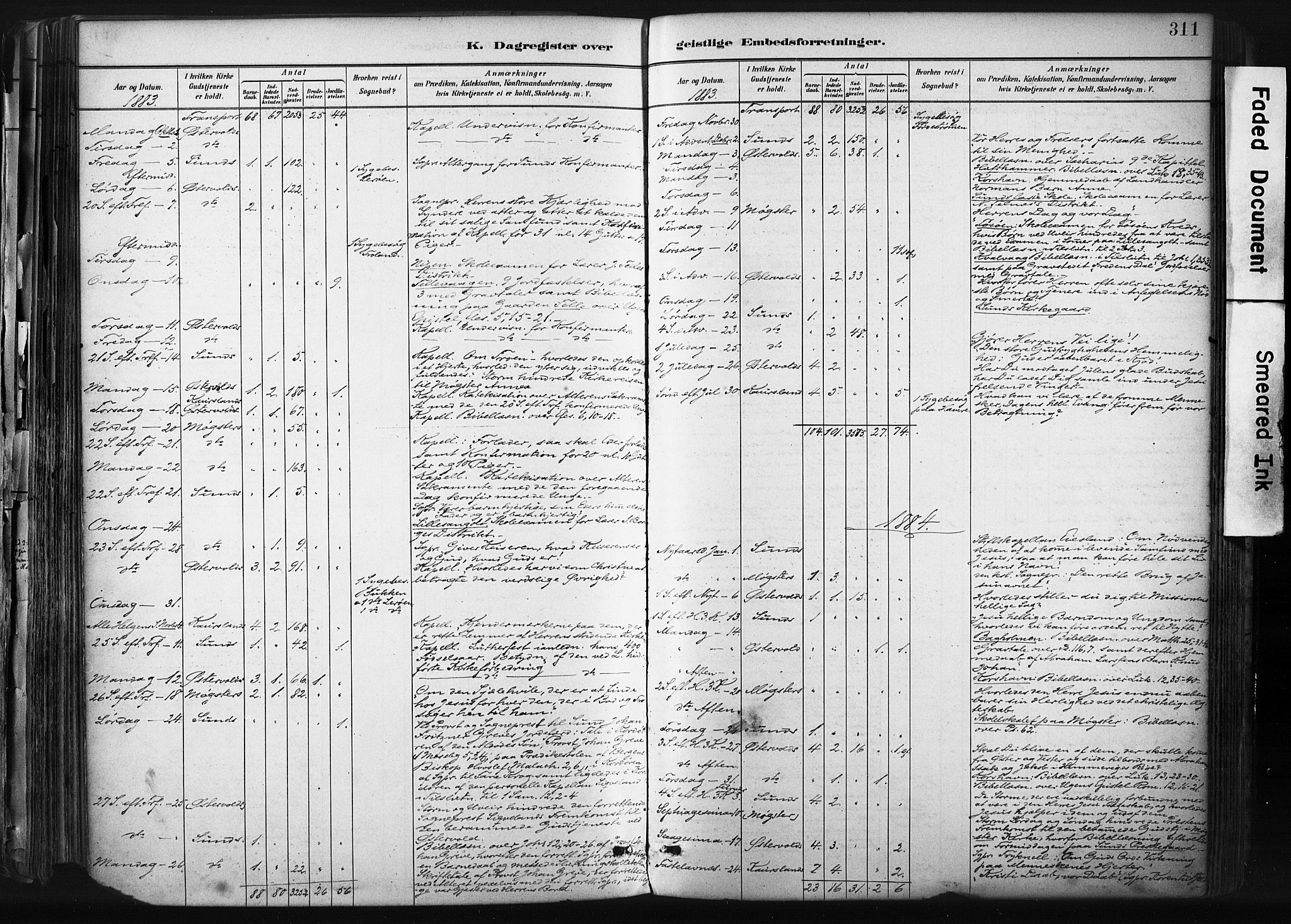 Sund sokneprestembete, SAB/A-99930: Parish register (official) no. B 1, 1882-1907, p. 311