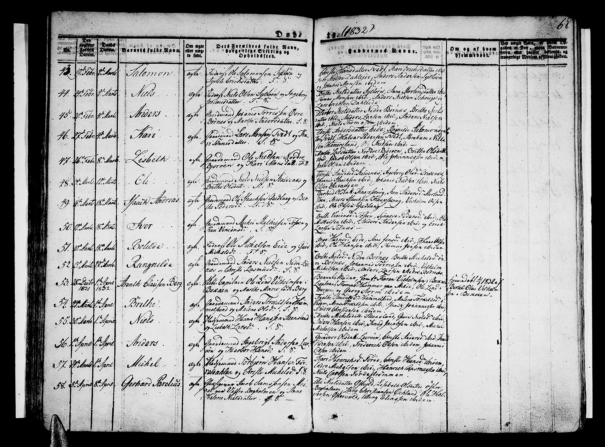 Sund sokneprestembete, AV/SAB-A-99930: Parish register (official) no. A 12, 1825-1835, p. 68