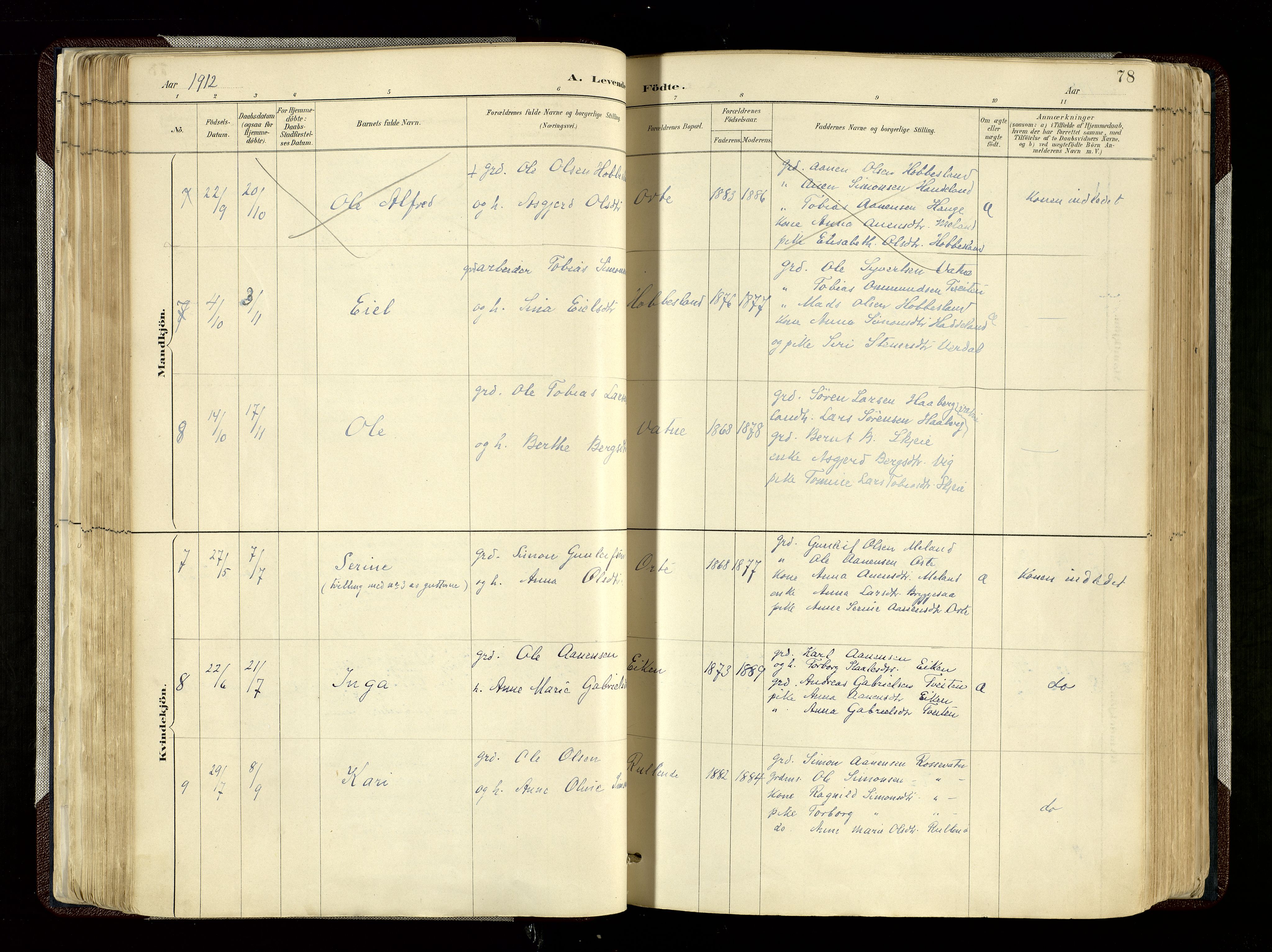 Hægebostad sokneprestkontor, AV/SAK-1111-0024/F/Fa/Fab/L0004: Parish register (official) no. A 4, 1887-1929, p. 78