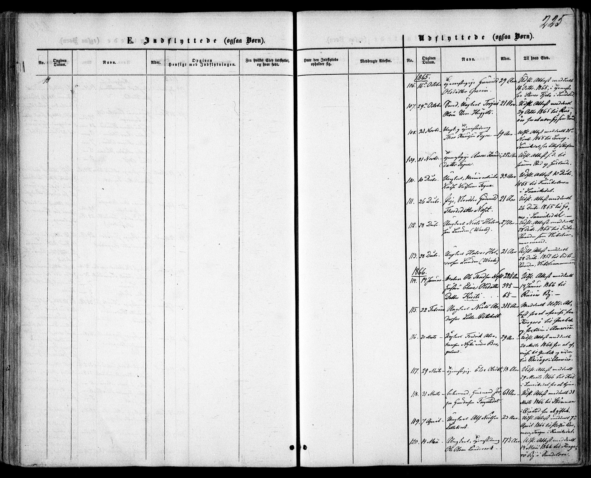 Gjerstad sokneprestkontor, SAK/1111-0014/F/Fa/Faa/L0007: Parish register (official) no. A 7, 1858-1875, p. 225