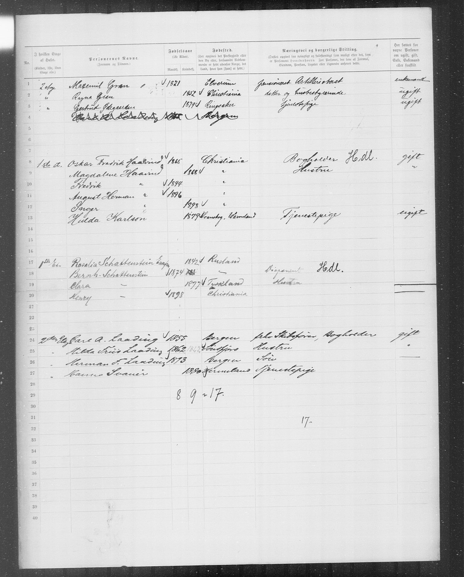 OBA, Municipal Census 1899 for Kristiania, 1899, p. 10699