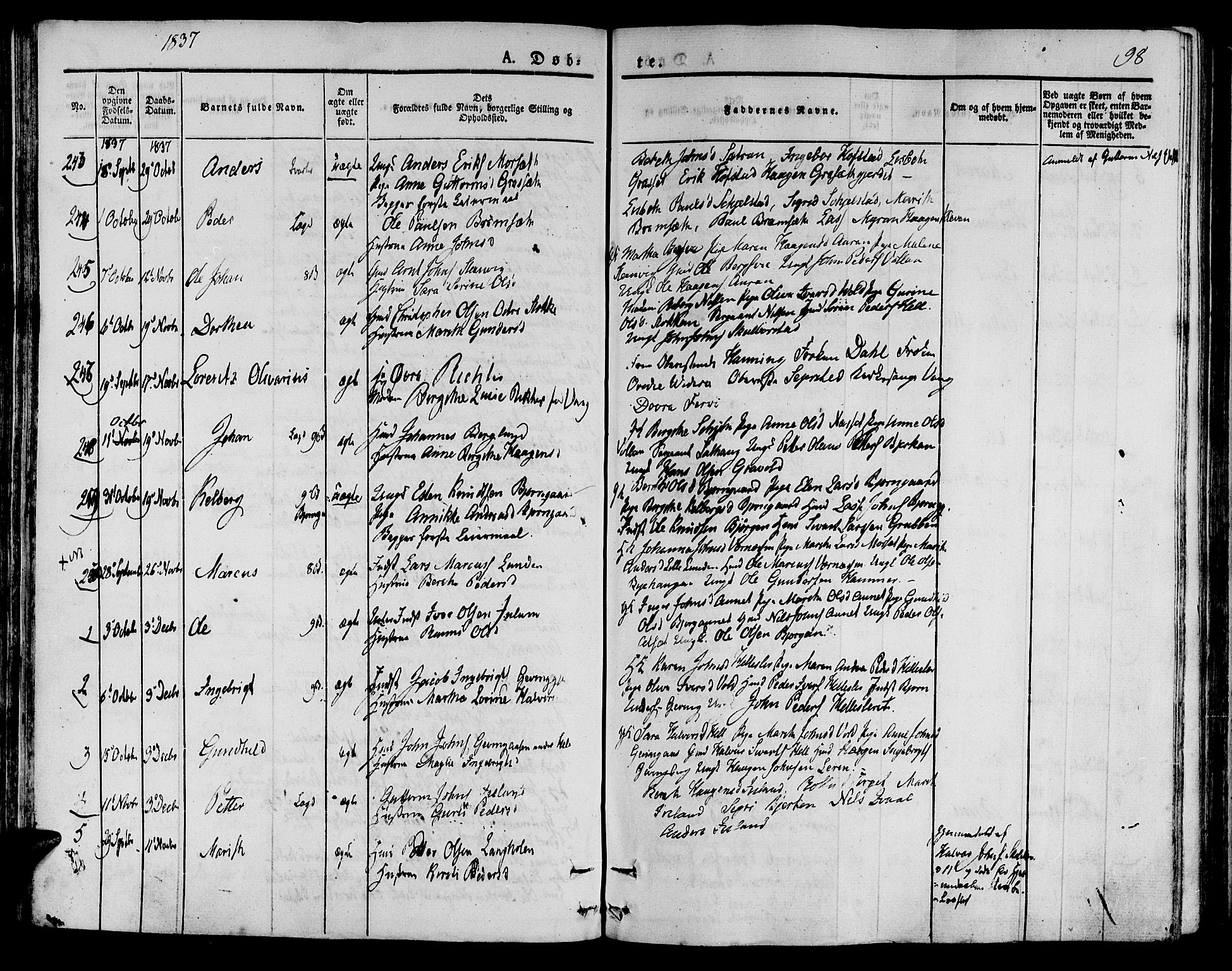 Ministerialprotokoller, klokkerbøker og fødselsregistre - Nord-Trøndelag, SAT/A-1458/709/L0071: Parish register (official) no. 709A11, 1833-1844, p. 98