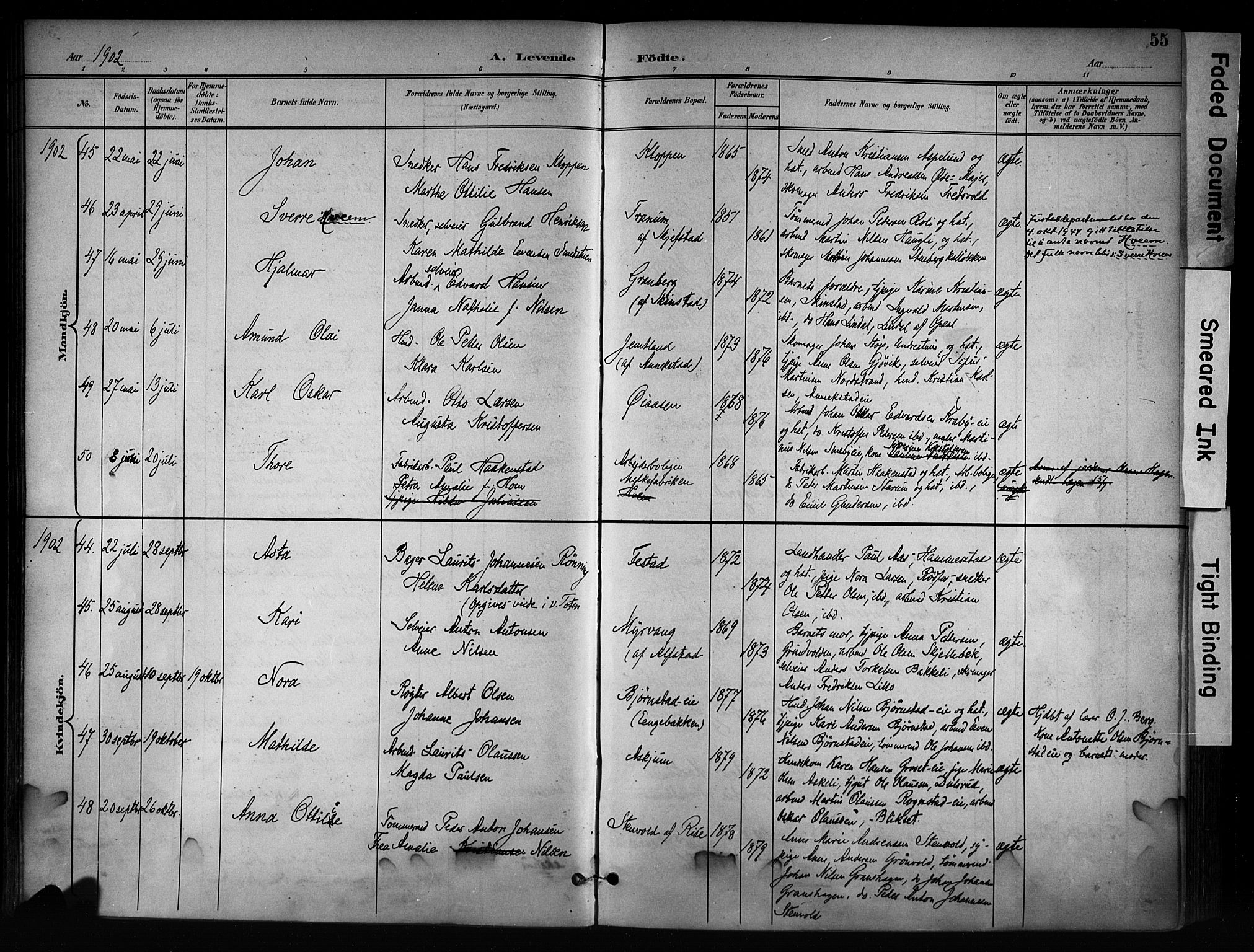 Østre Toten prestekontor, AV/SAH-PREST-104/H/Ha/Haa/L0008: Parish register (official) no. 8, 1897-1909, p. 55