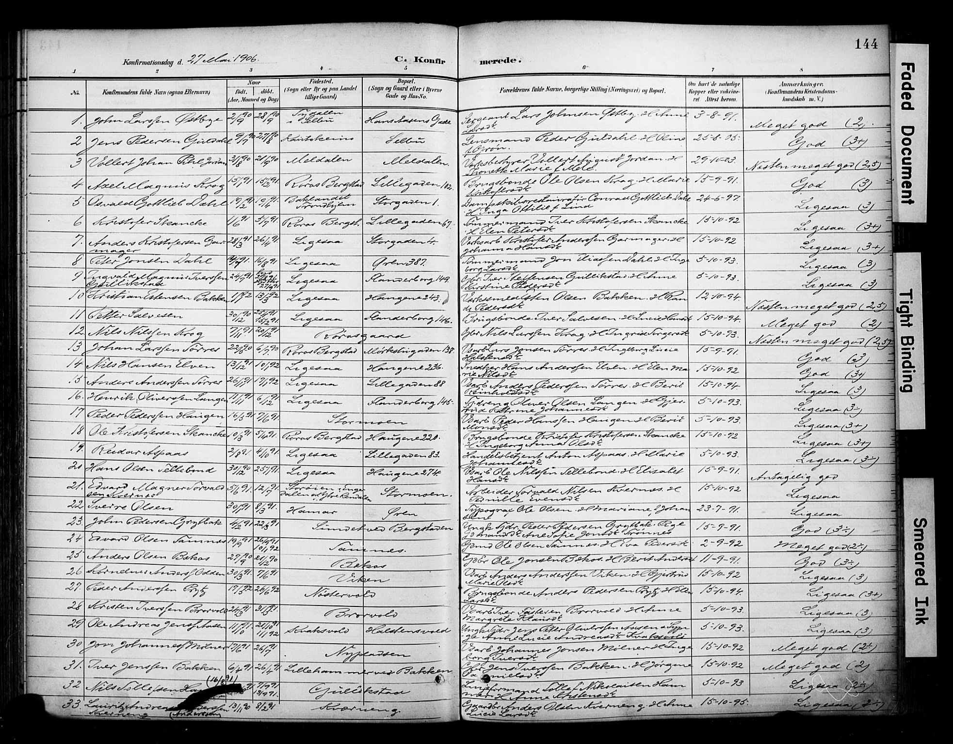 Ministerialprotokoller, klokkerbøker og fødselsregistre - Sør-Trøndelag, SAT/A-1456/681/L0936: Parish register (official) no. 681A14, 1899-1908, p. 144