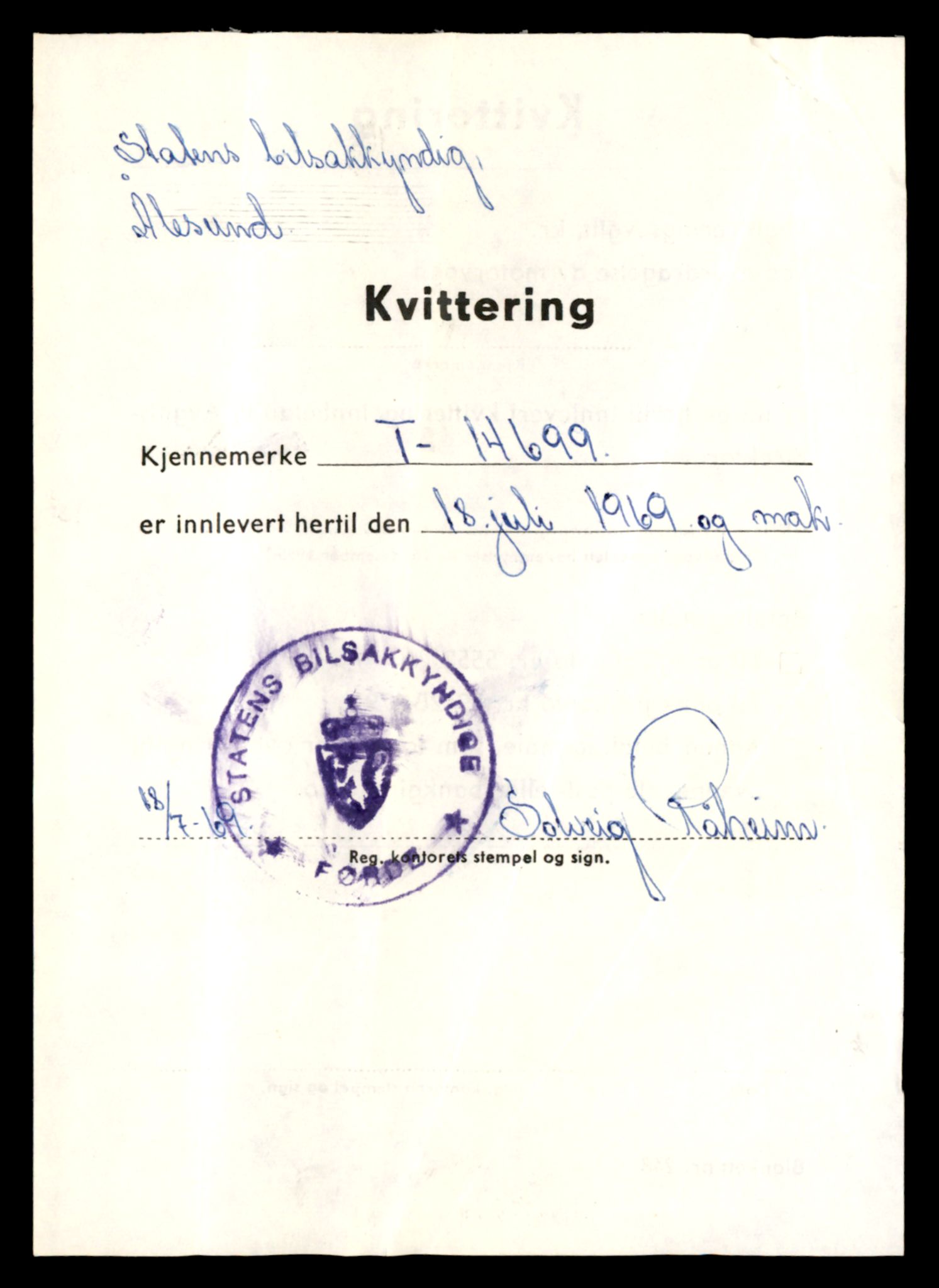 Møre og Romsdal vegkontor - Ålesund trafikkstasjon, AV/SAT-A-4099/F/Fe/L0047: Registreringskort for kjøretøy T 14580 - T 14720, 1927-1998, p. 2805