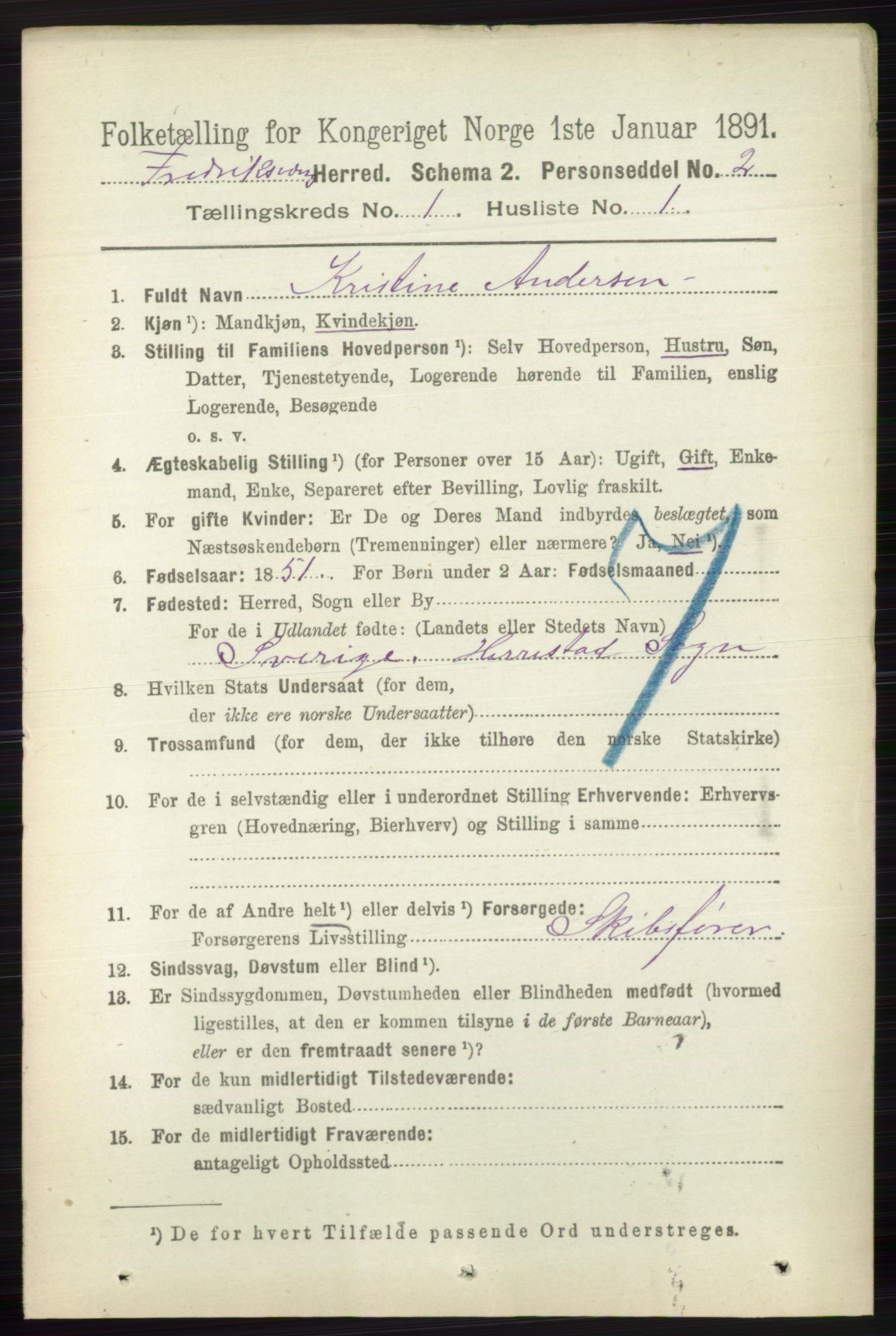 RA, 1891 census for 0798 Fredriksvern, 1891, p. 46