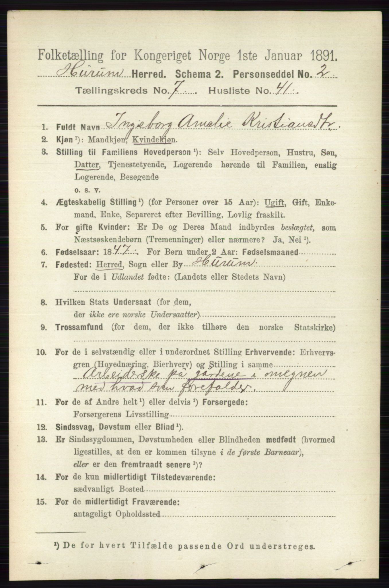 RA, 1891 census for 0628 Hurum, 1891, p. 2559