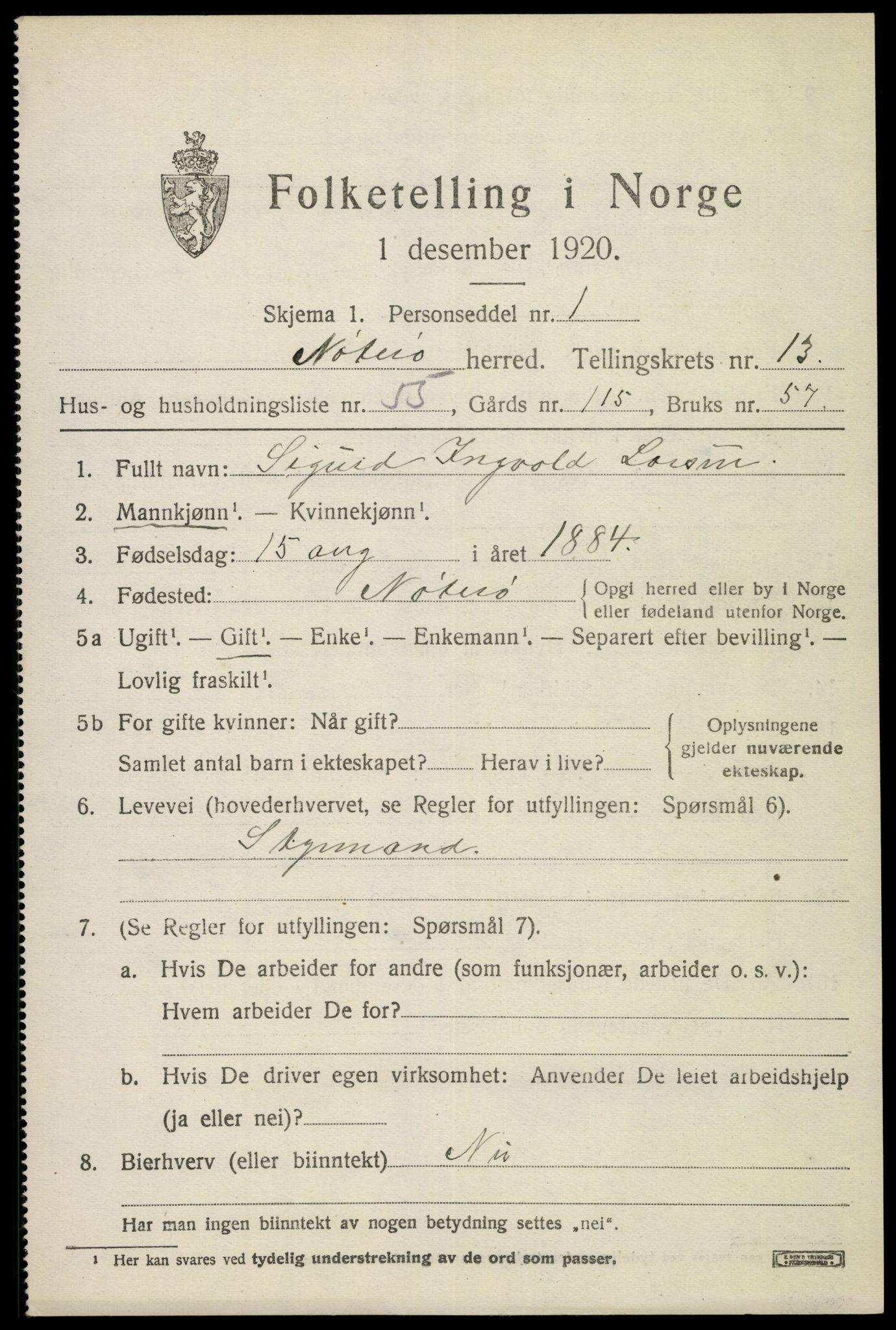 SAKO, 1920 census for Nøtterøy, 1920, p. 15757