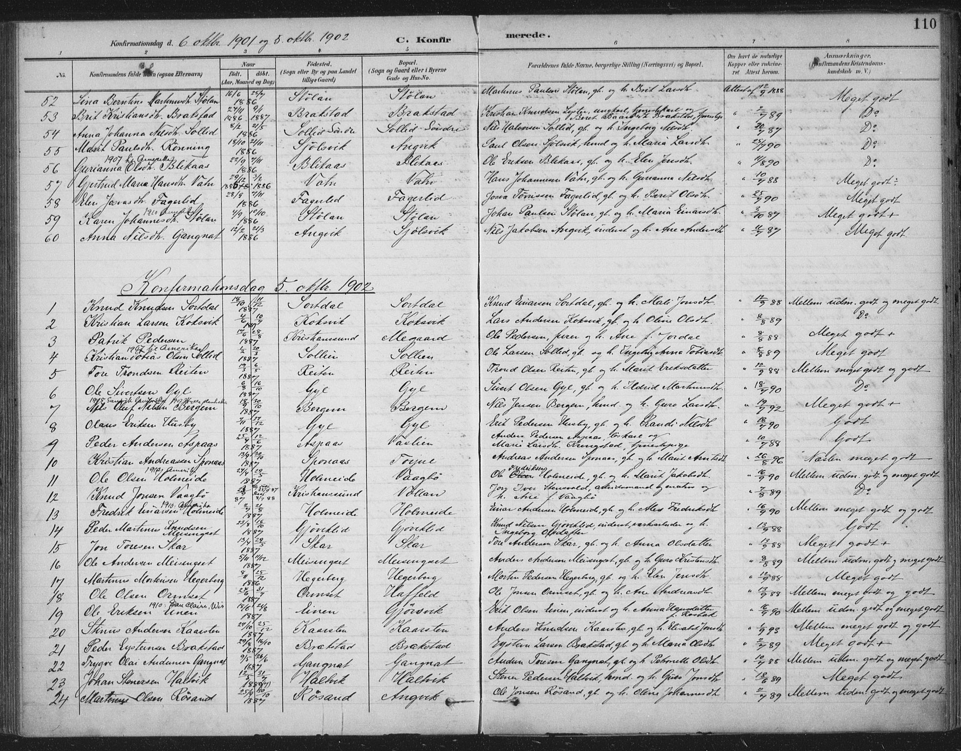 Ministerialprotokoller, klokkerbøker og fødselsregistre - Møre og Romsdal, AV/SAT-A-1454/586/L0988: Parish register (official) no. 586A14, 1893-1905, p. 110