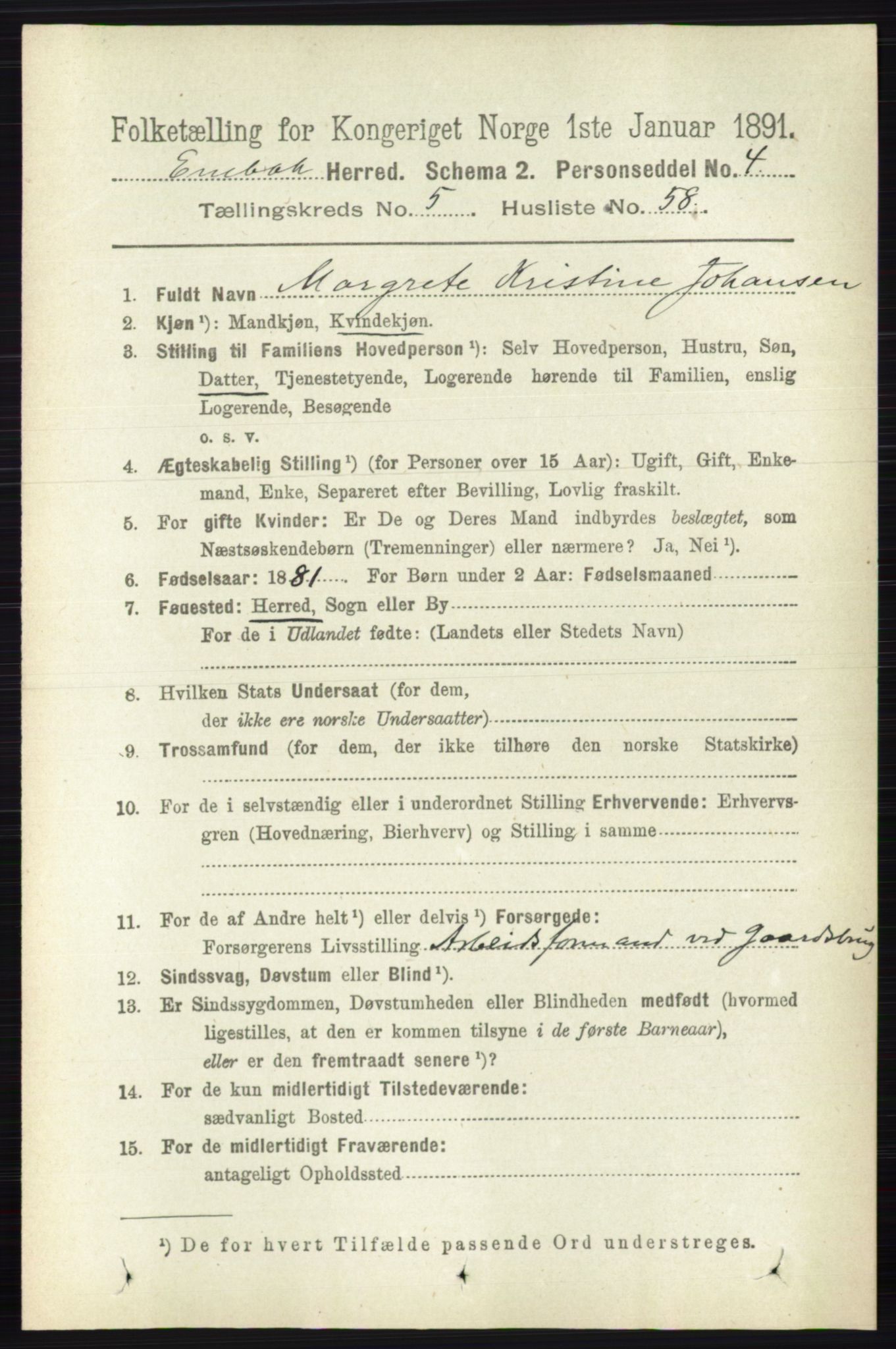 RA, 1891 census for 0229 Enebakk, 1891, p. 2344