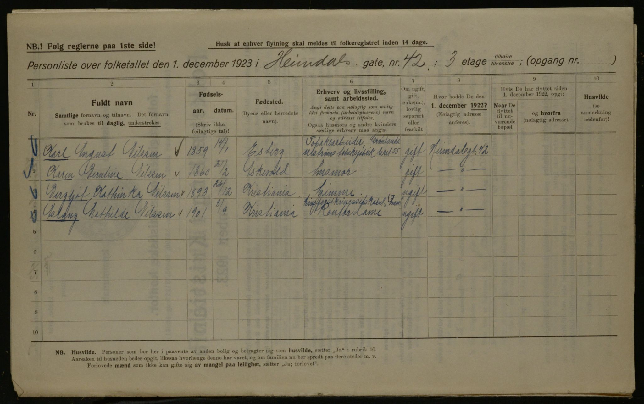 OBA, Municipal Census 1923 for Kristiania, 1923, p. 42169