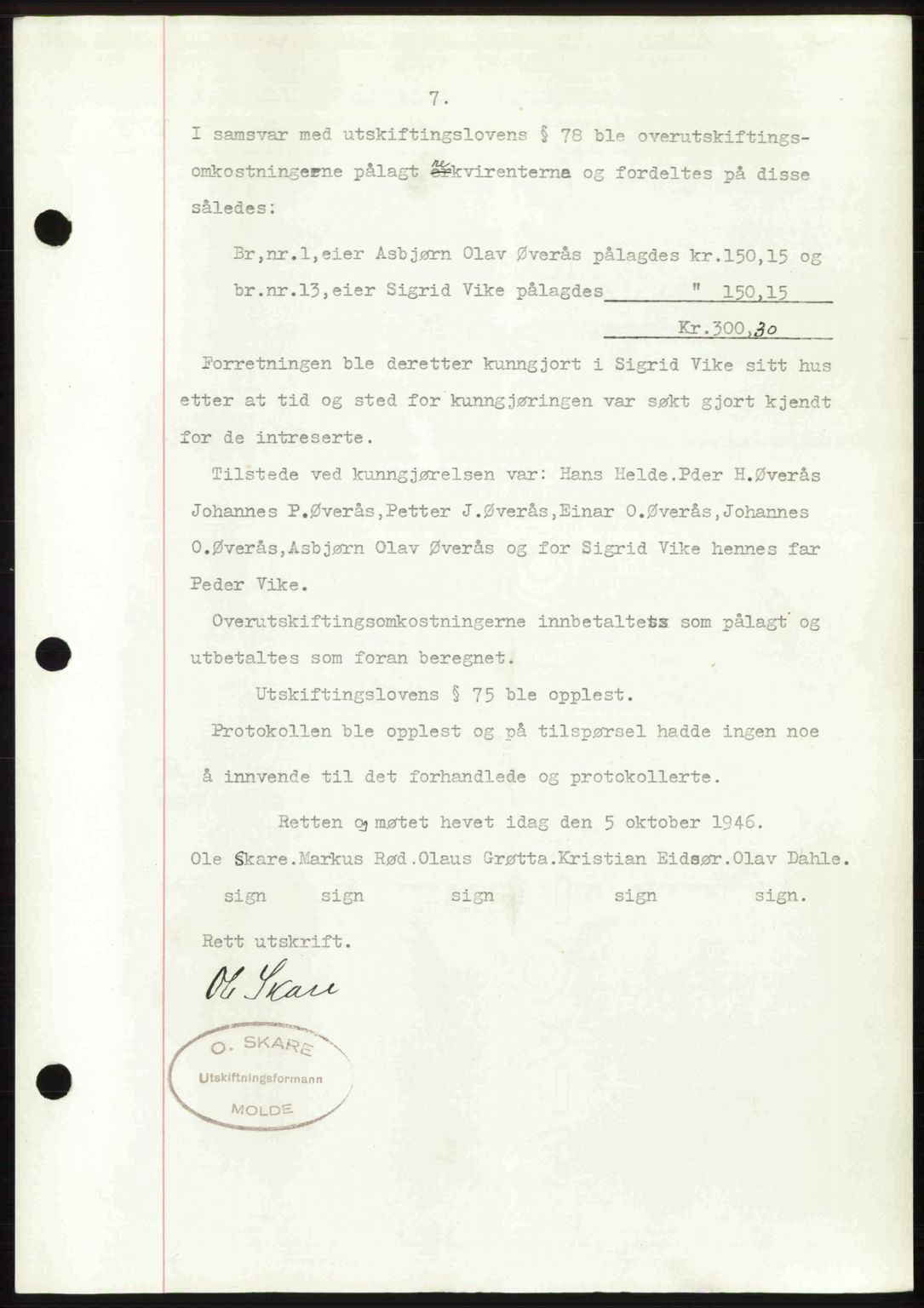 Romsdal sorenskriveri, AV/SAT-A-4149/1/2/2C: Mortgage book no. A21, 1946-1946, Diary no: : 2770/1946