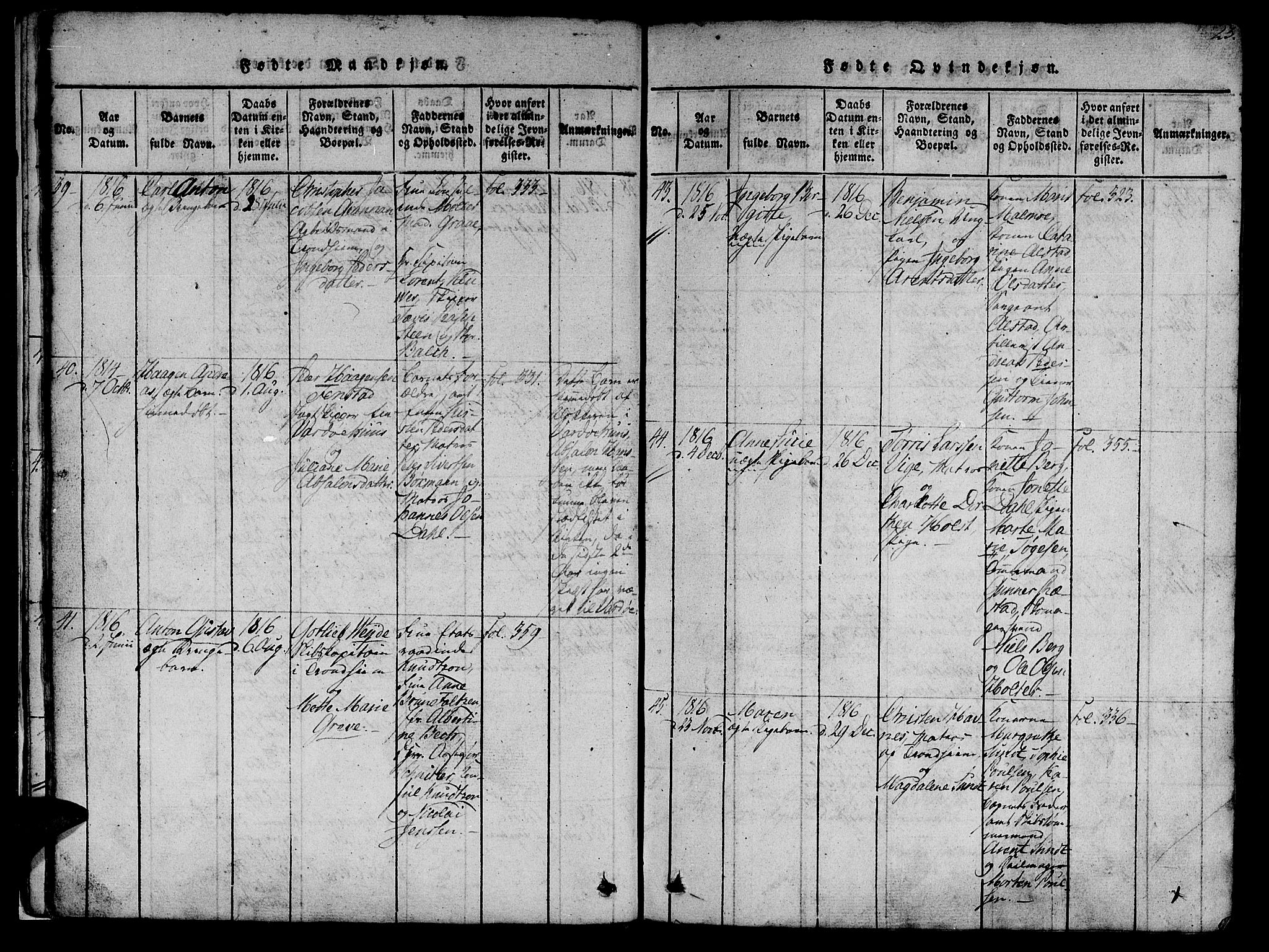 Ministerialprotokoller, klokkerbøker og fødselsregistre - Sør-Trøndelag, SAT/A-1456/602/L0135: Parish register (copy) no. 602C03, 1815-1832, p. 23