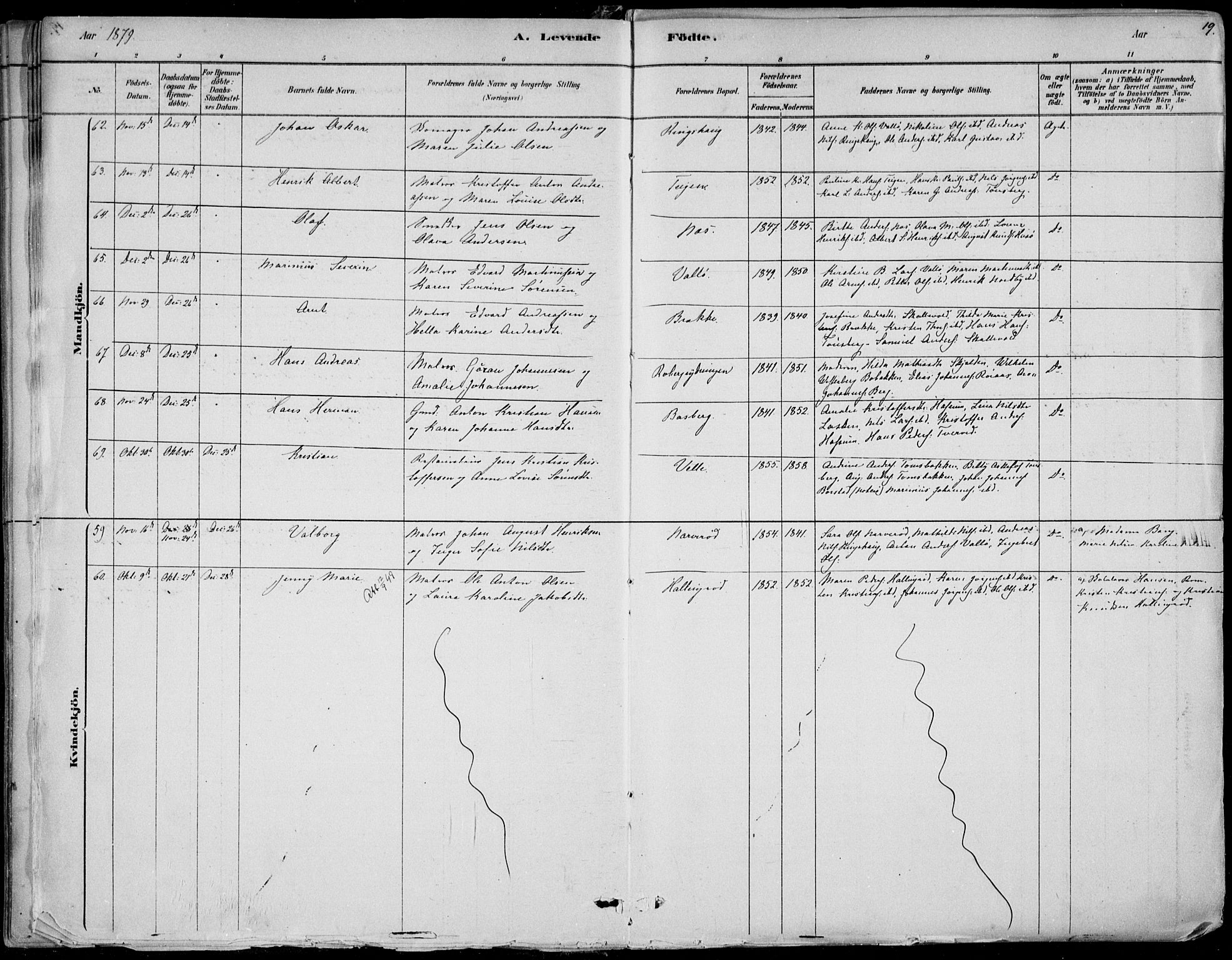 Sem kirkebøker, AV/SAKO-A-5/F/Fb/L0004: Parish register (official) no. II 4, 1878-1891, p. 19