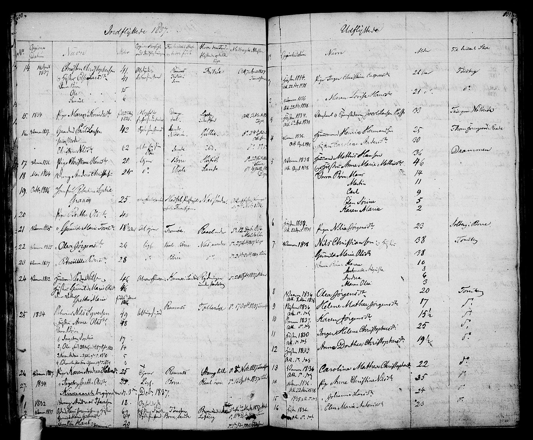 Sem kirkebøker, AV/SAKO-A-5/F/Fa/L0005: Parish register (official) no. I 5, 1825-1842, p. 600-601