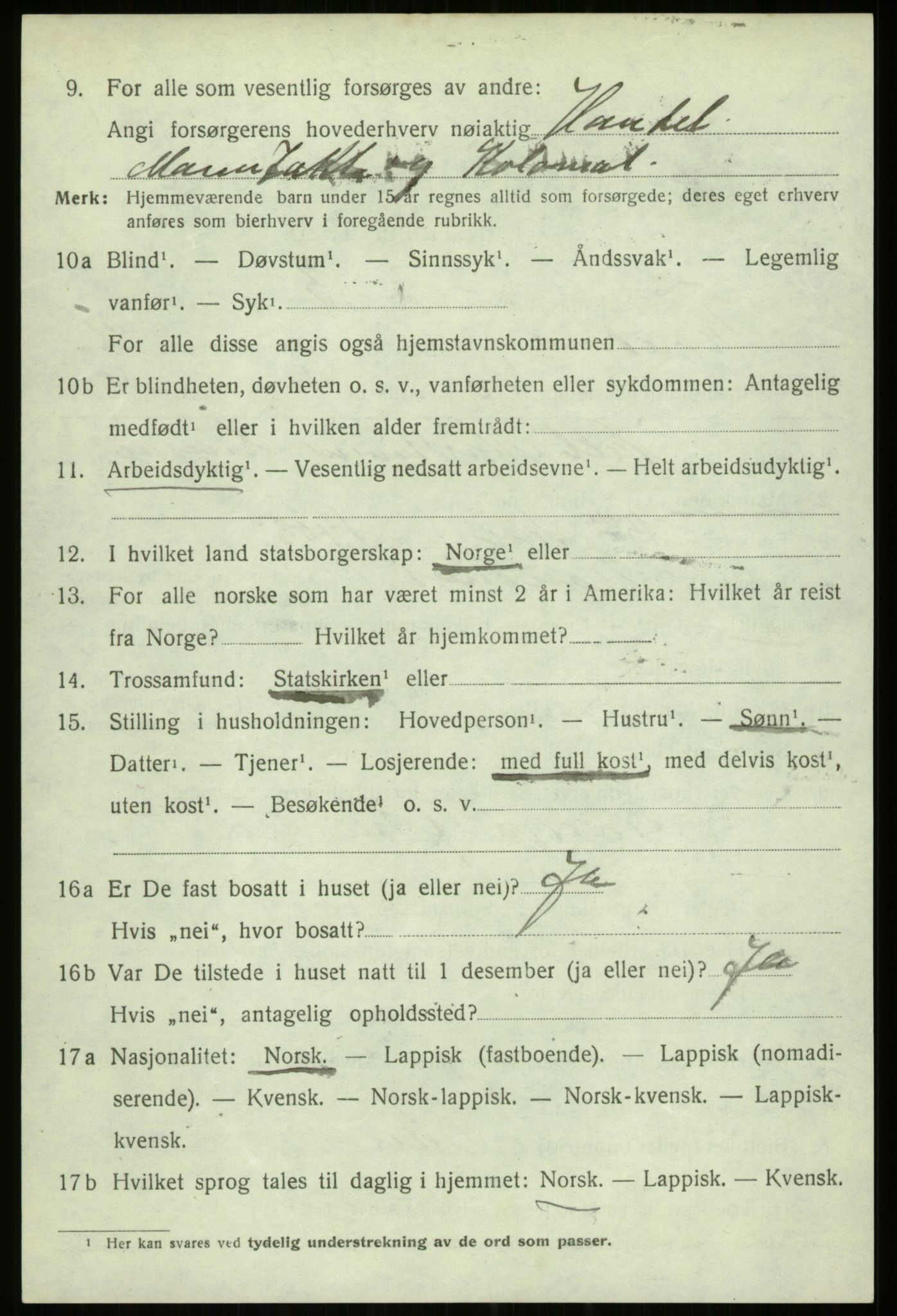 SATØ, 1920 census for Trondenes, 1920, p. 4144