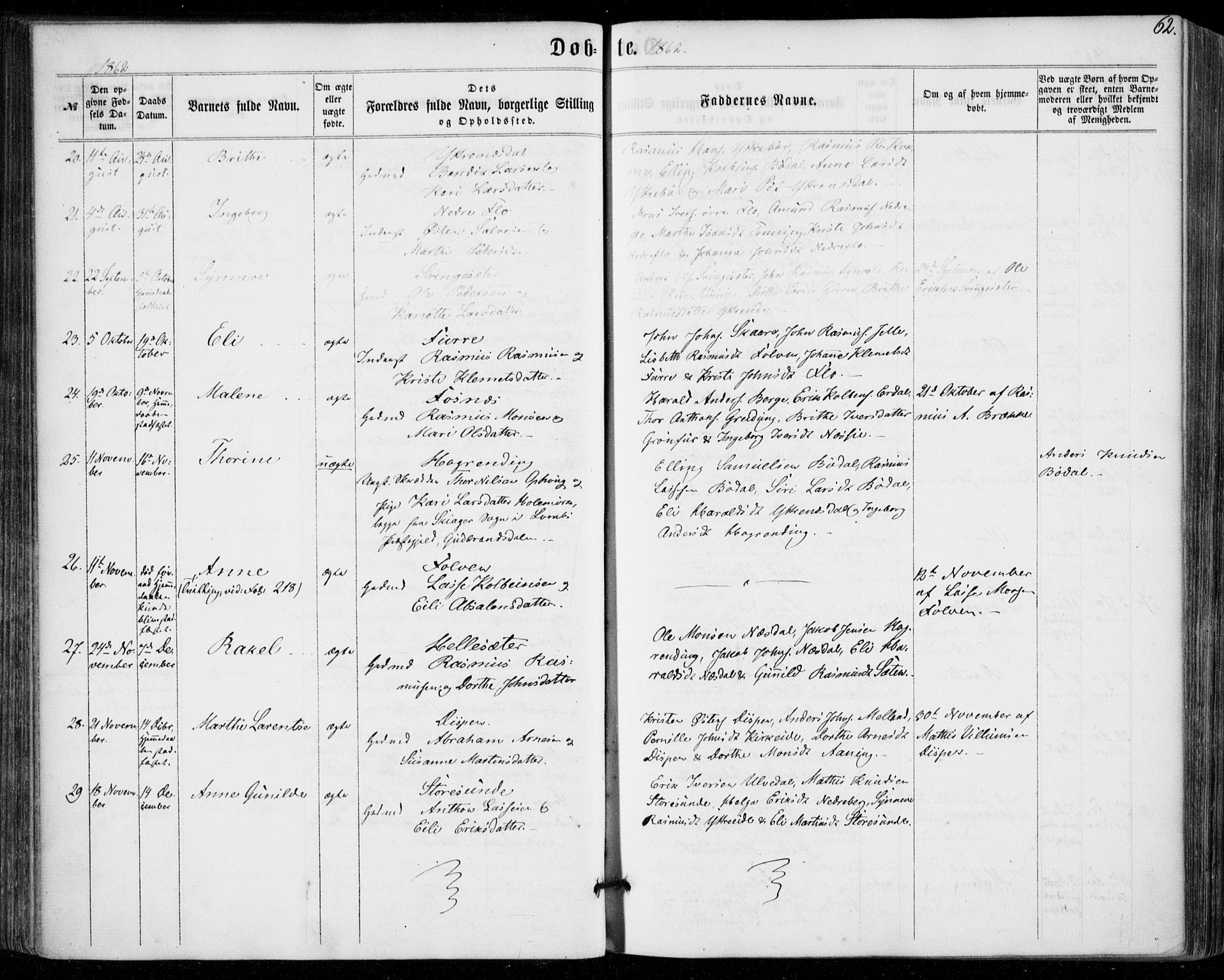 Stryn Sokneprestembete, AV/SAB-A-82501: Parish register (official) no. A 3, 1862-1877, p. 62