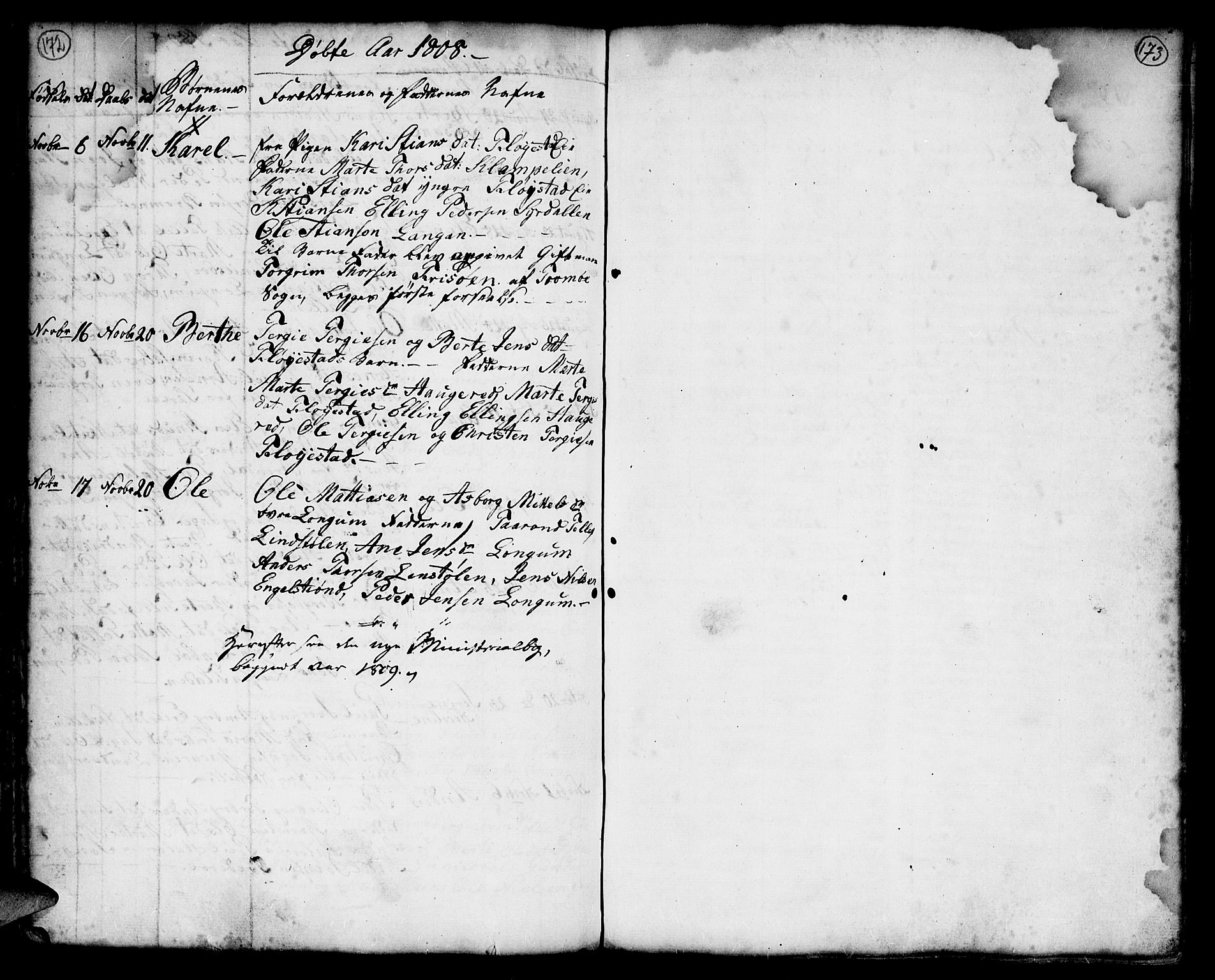 Austre Moland sokneprestkontor, SAK/1111-0001/F/Fa/Faa/L0002: Parish register (official) no. A 2, 1747-1808, p. 172-173