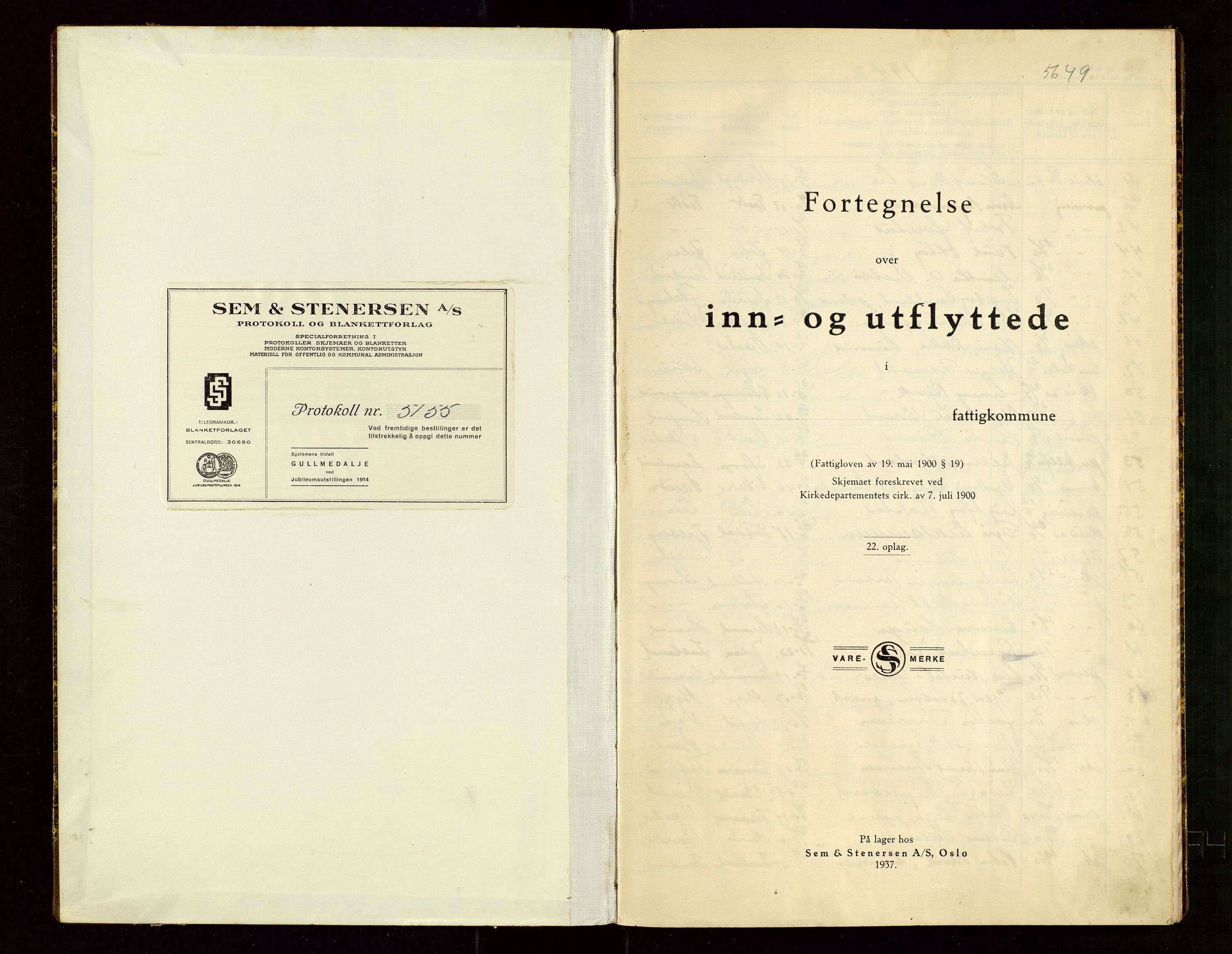 Vikedal lensmannskontor, SAST/A-100179/Gwa/L0002: "Fortegnelse over inn- og utflyttinger i Vikedals fattigkommune", 1942-1943, p. 2