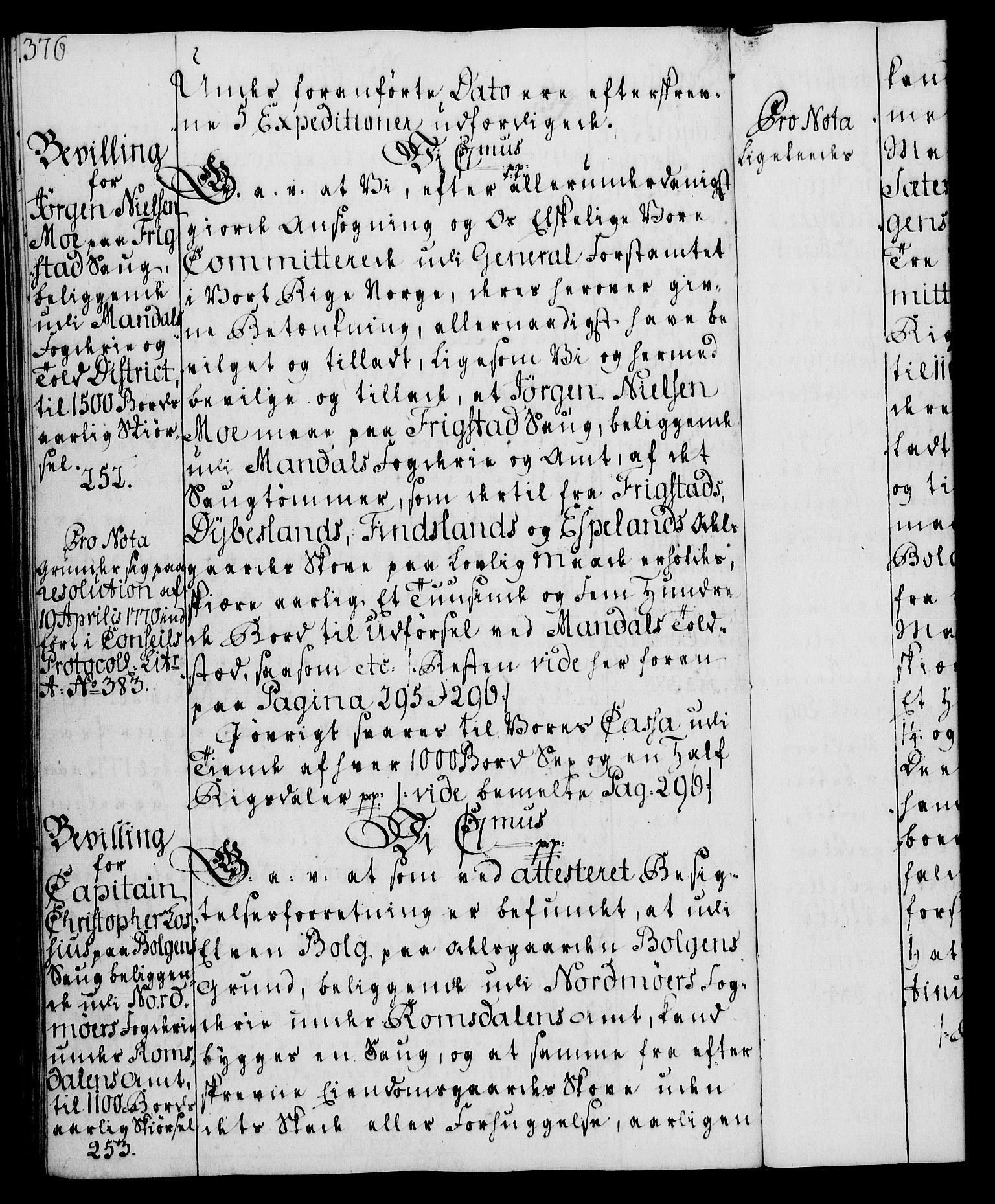 Rentekammeret, Kammerkanselliet, RA/EA-3111/G/Gg/Gga/L0008: Norsk ekspedisjonsprotokoll med register (merket RK 53.8), 1768-1771, p. 376