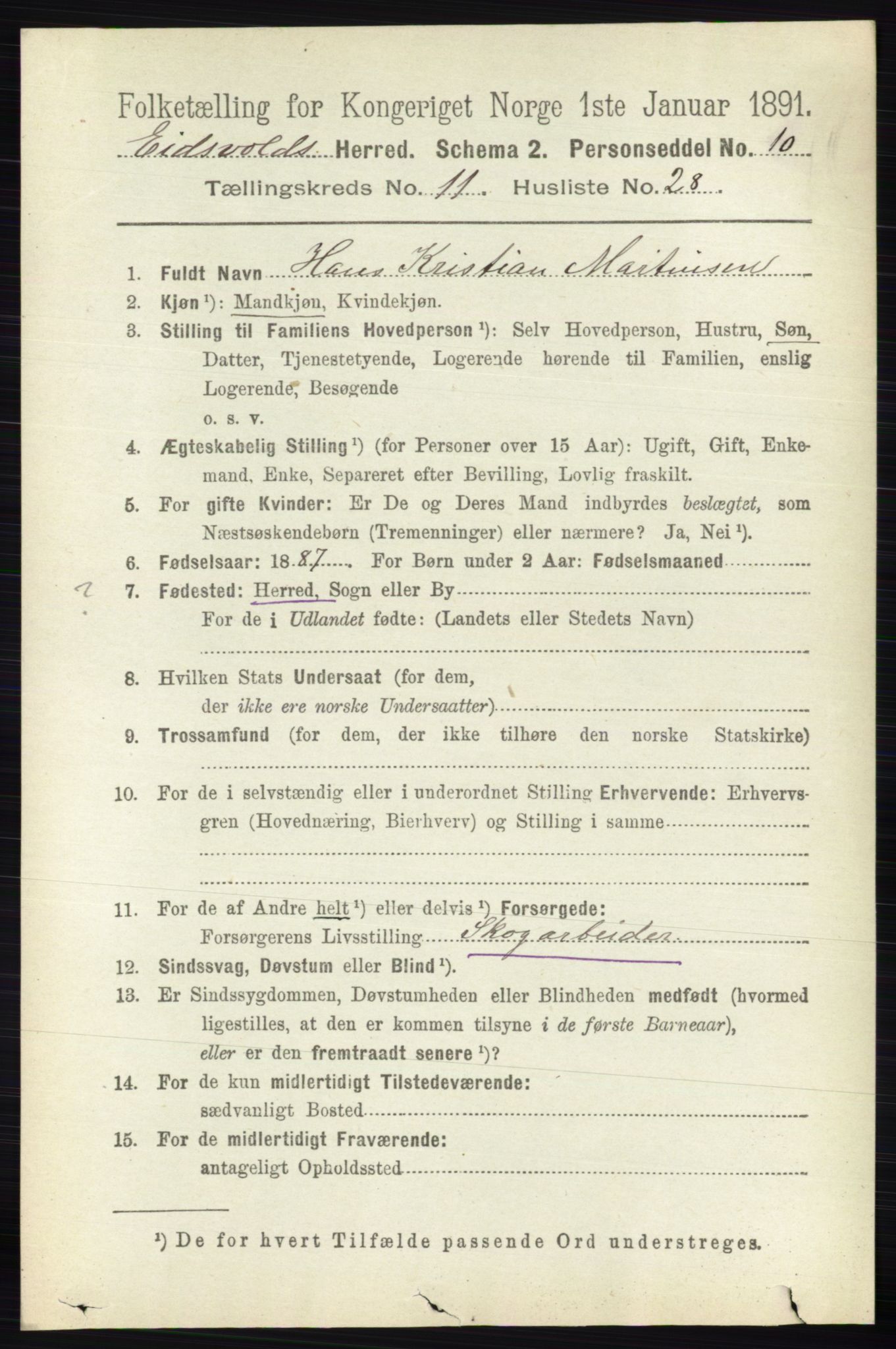 RA, 1891 census for 0237 Eidsvoll, 1891, p. 7871