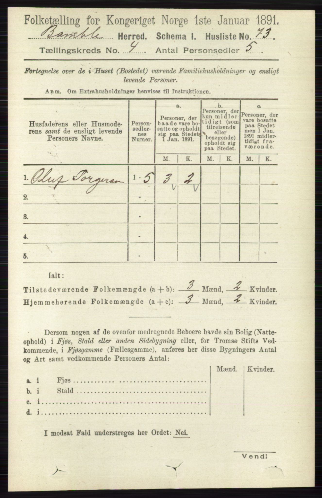 RA, 1891 census for 0814 Bamble, 1891, p. 1810