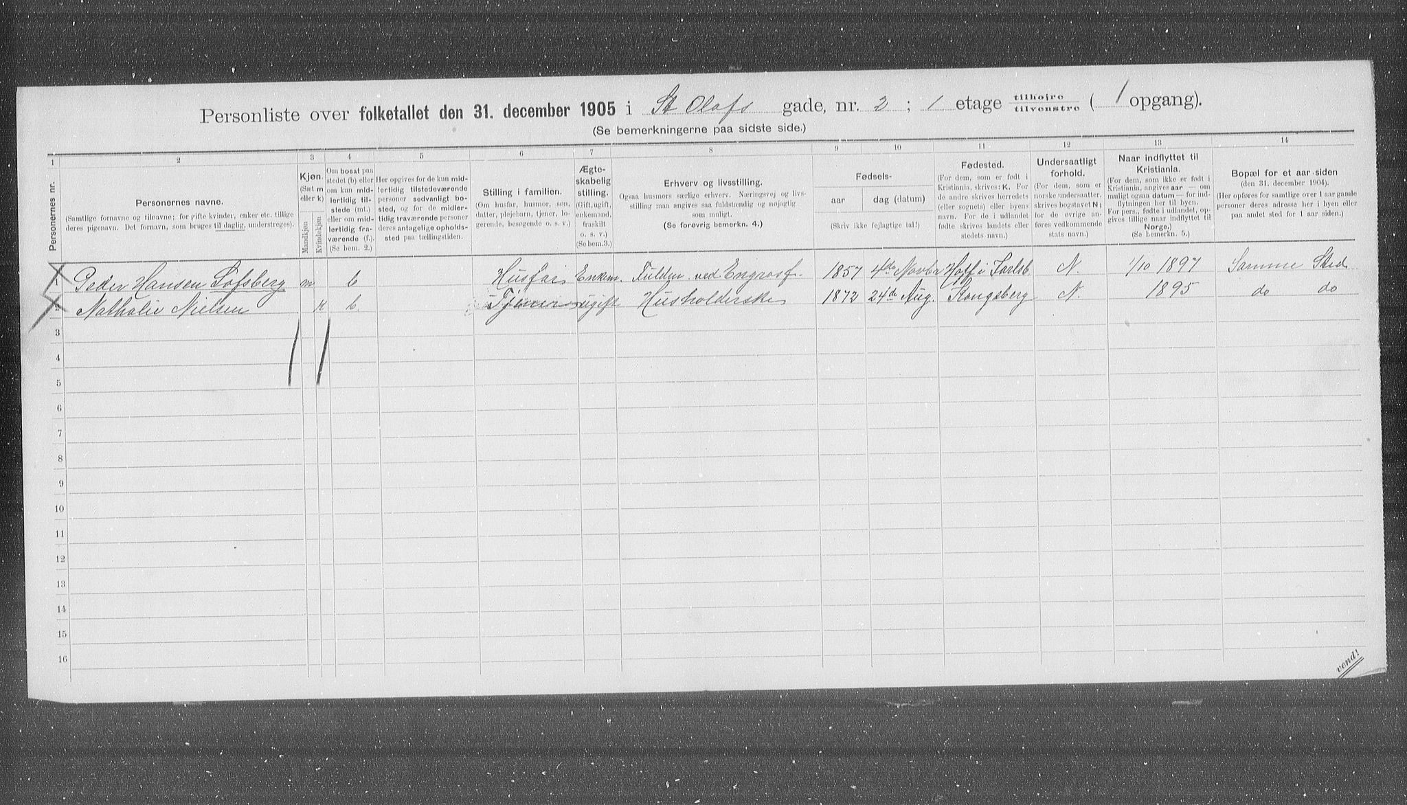 OBA, Municipal Census 1905 for Kristiania, 1905, p. 53218