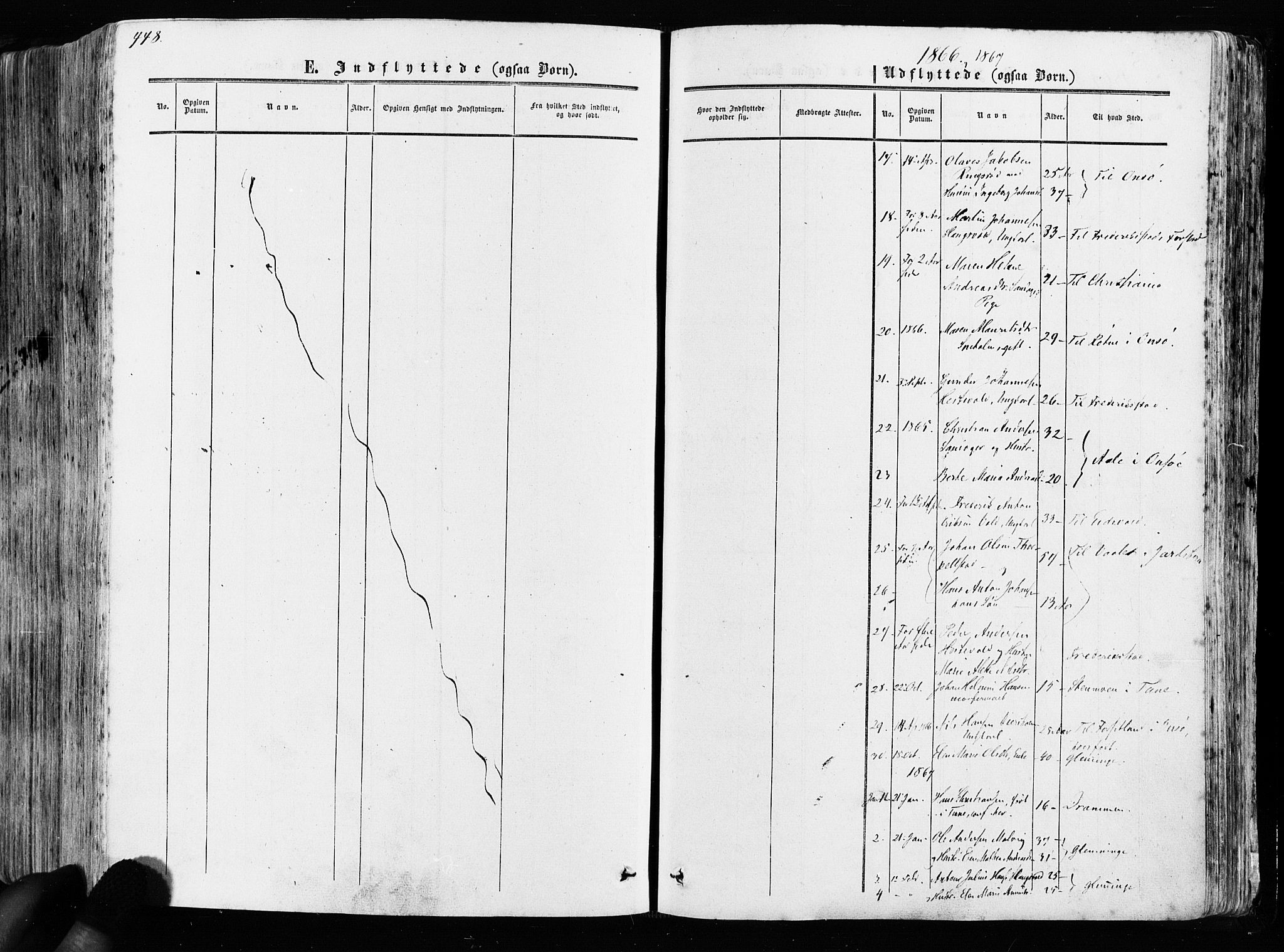 Råde prestekontor kirkebøker, AV/SAO-A-2009/F/Fa/L0006: Parish register (official) no. 6, 1854-1877, p. 448