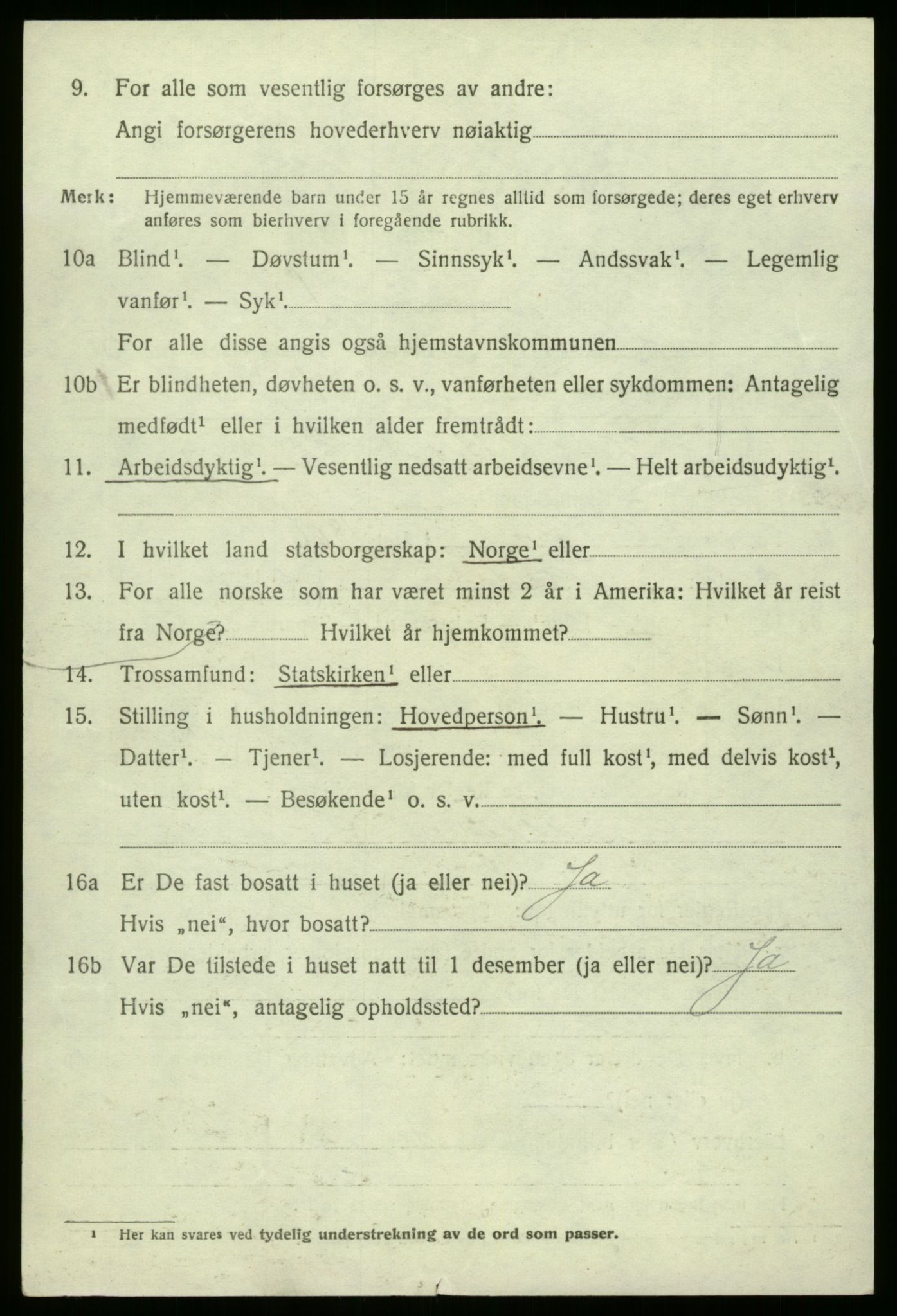 SAB, 1920 census for Jostedal, 1920, p. 1905