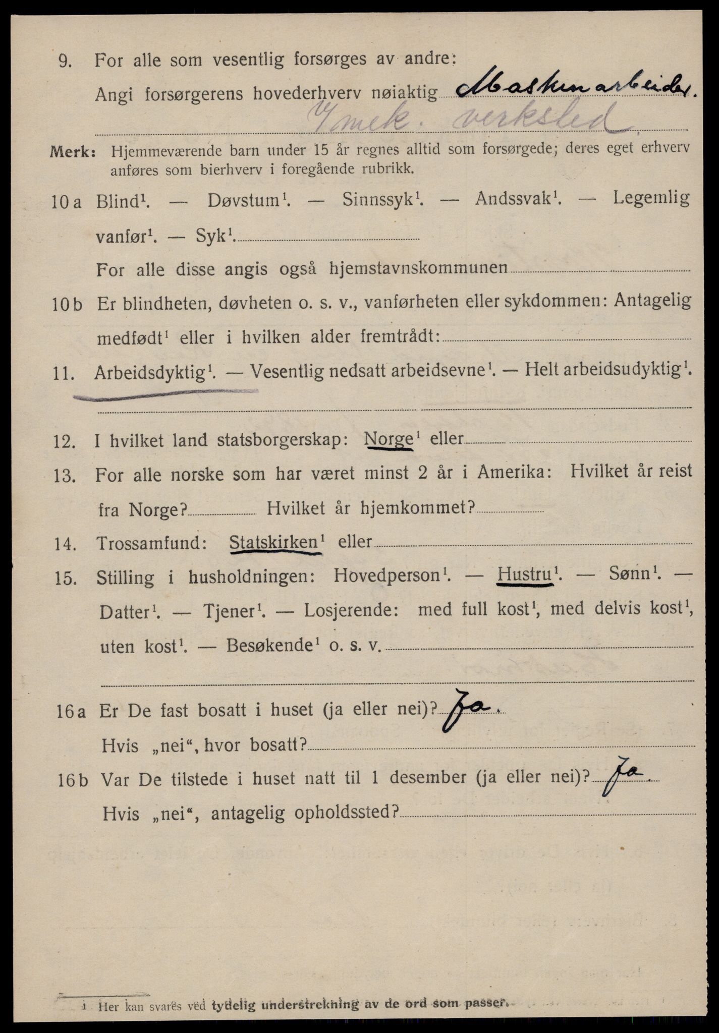 SAT, 1920 census for Kristiansund, 1920, p. 38960