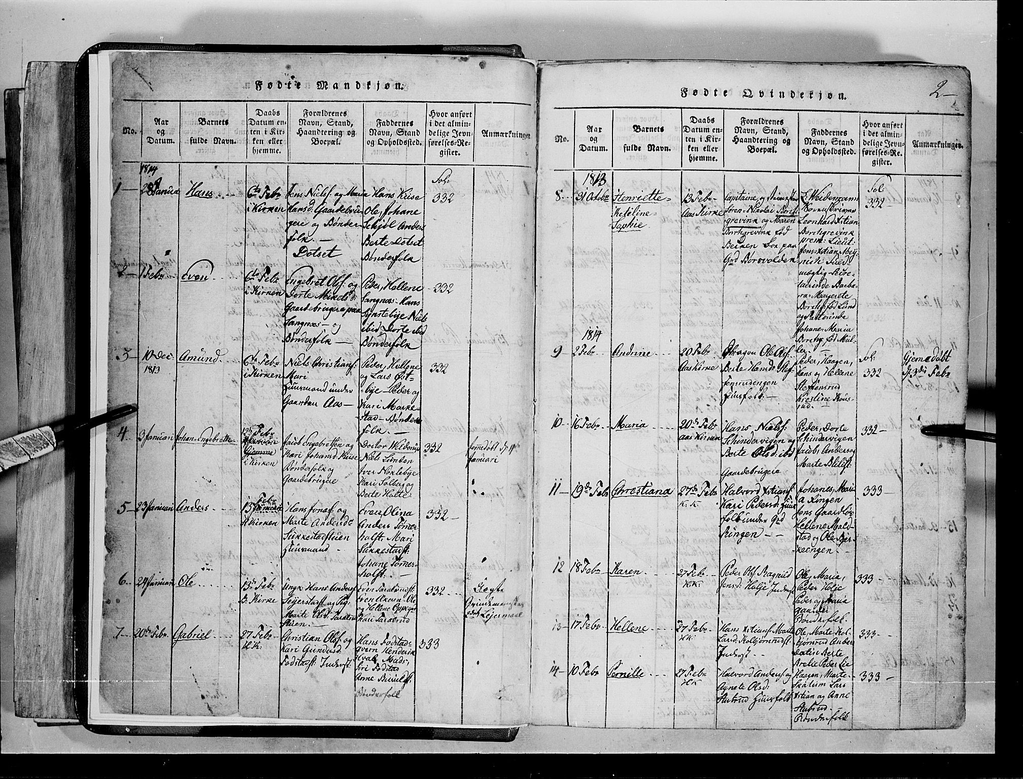 Toten prestekontor, SAH/PREST-102/H/Ha/Hab/L0001: Parish register (copy) no. 1, 1814-1820, p. 2