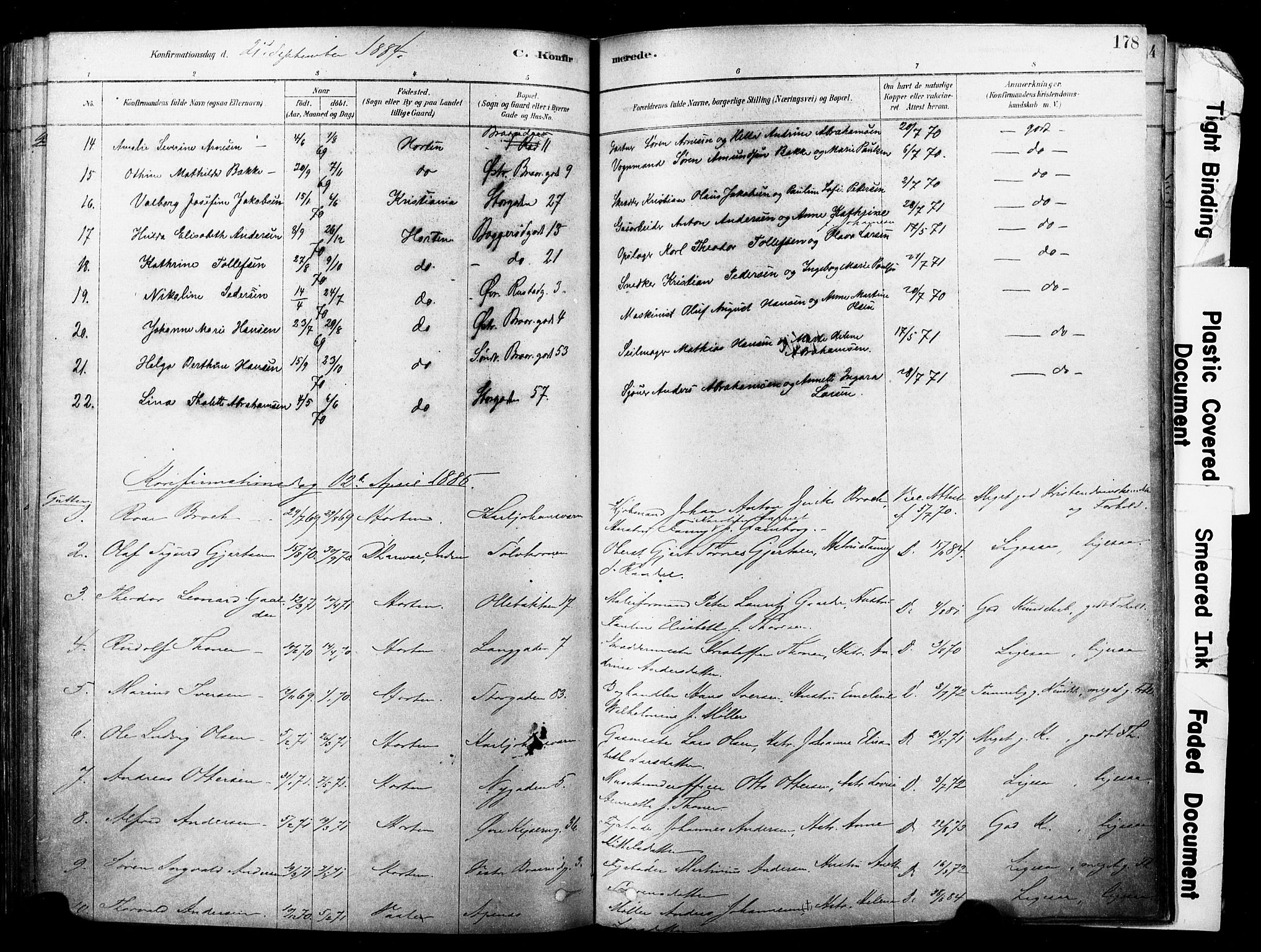 Horten kirkebøker, AV/SAKO-A-348/F/Fa/L0003: Parish register (official) no. 3, 1878-1887, p. 178