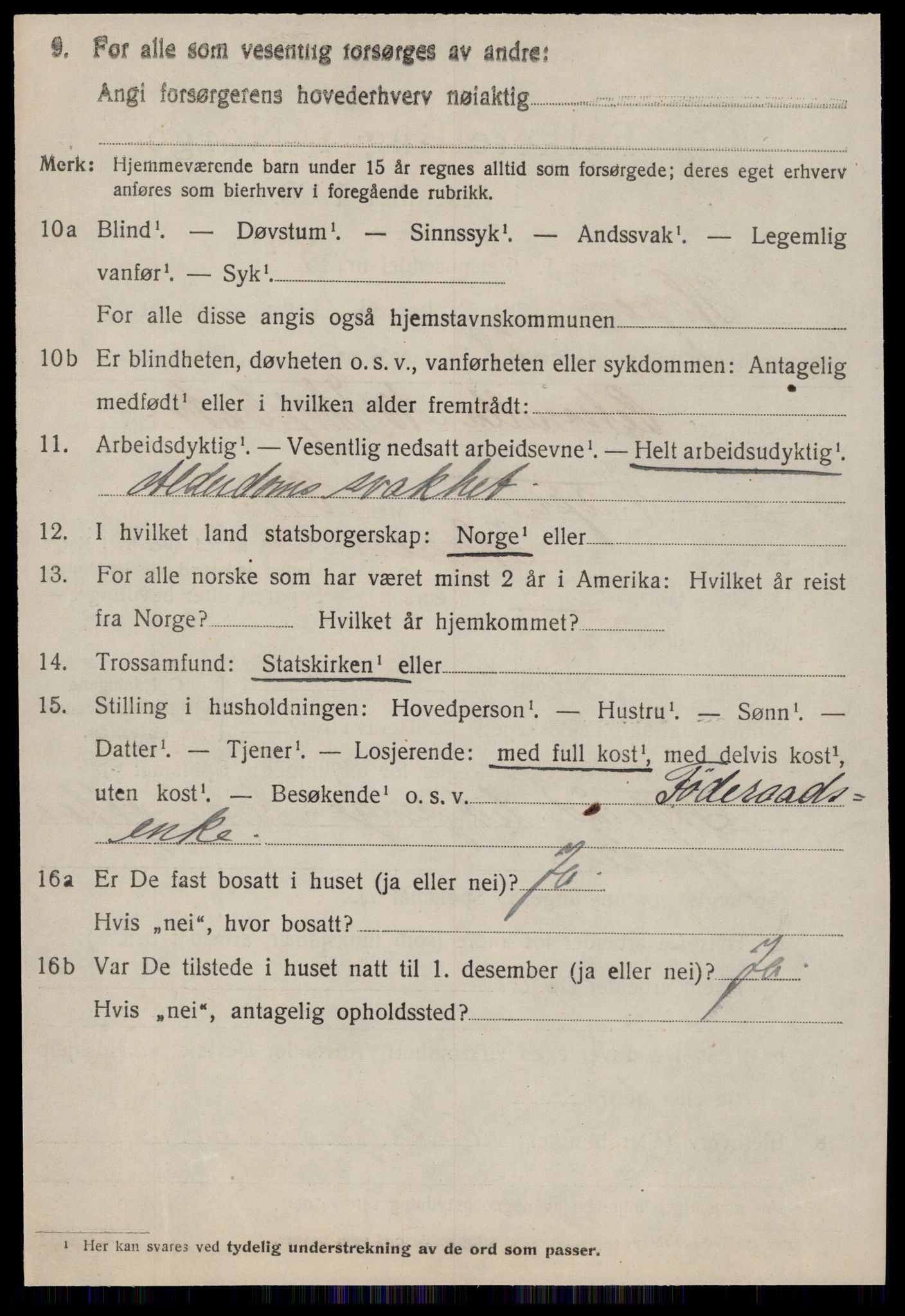 SAT, 1920 census for Hopen, 1920, p. 2351