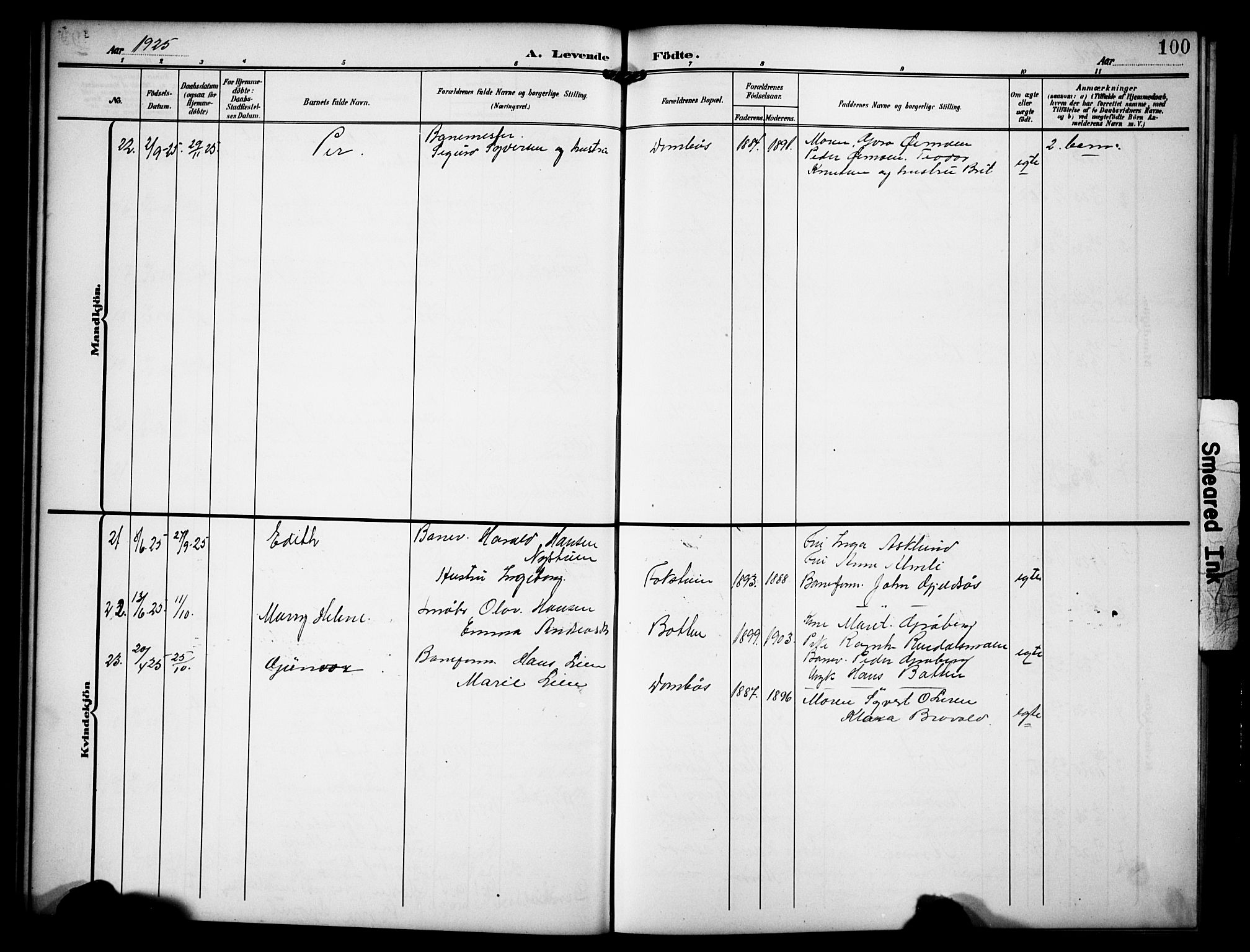 Dovre prestekontor, AV/SAH-PREST-066/H/Ha/Hab/L0003: Parish register (copy) no. 3, 1907-1929, p. 100