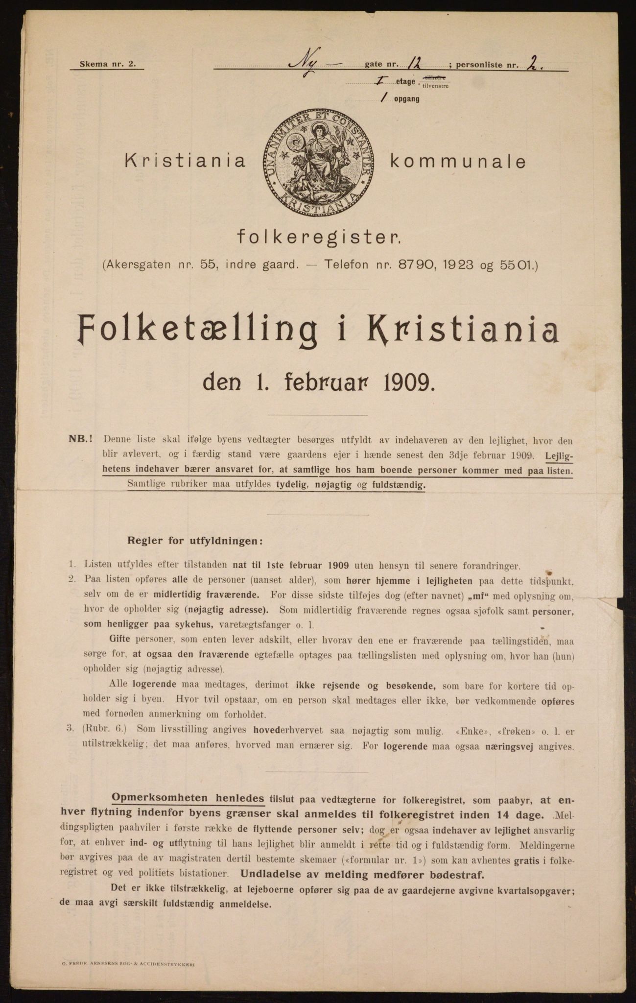 OBA, Municipal Census 1909 for Kristiania, 1909, p. 67052