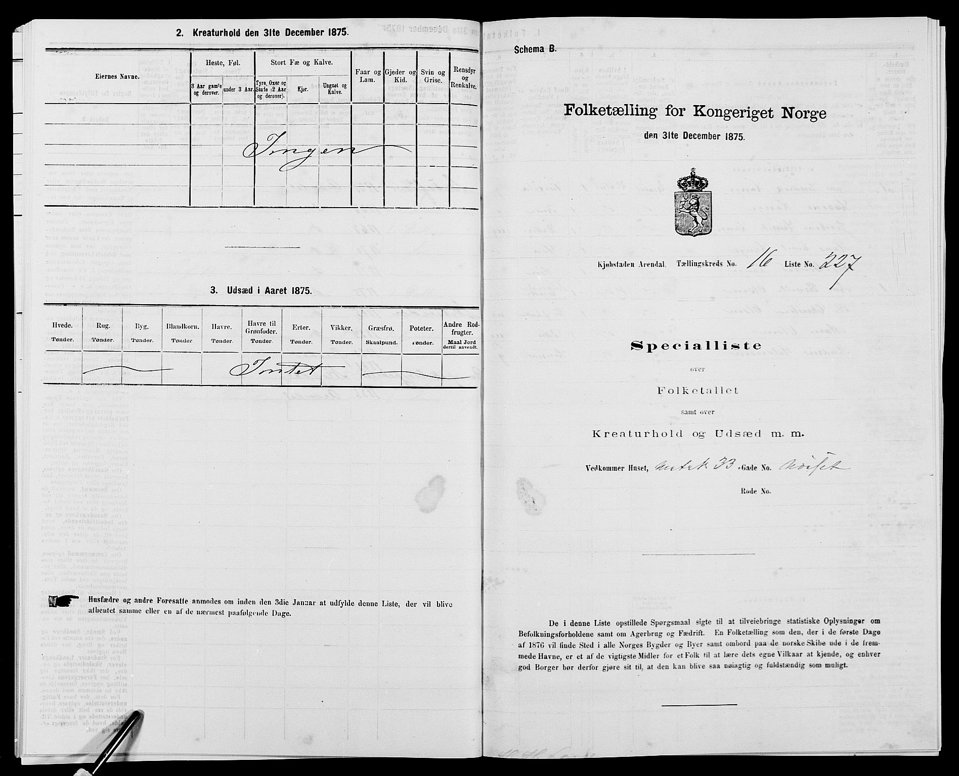 SAK, 1875 census for 0903P Arendal, 1875, p. 527