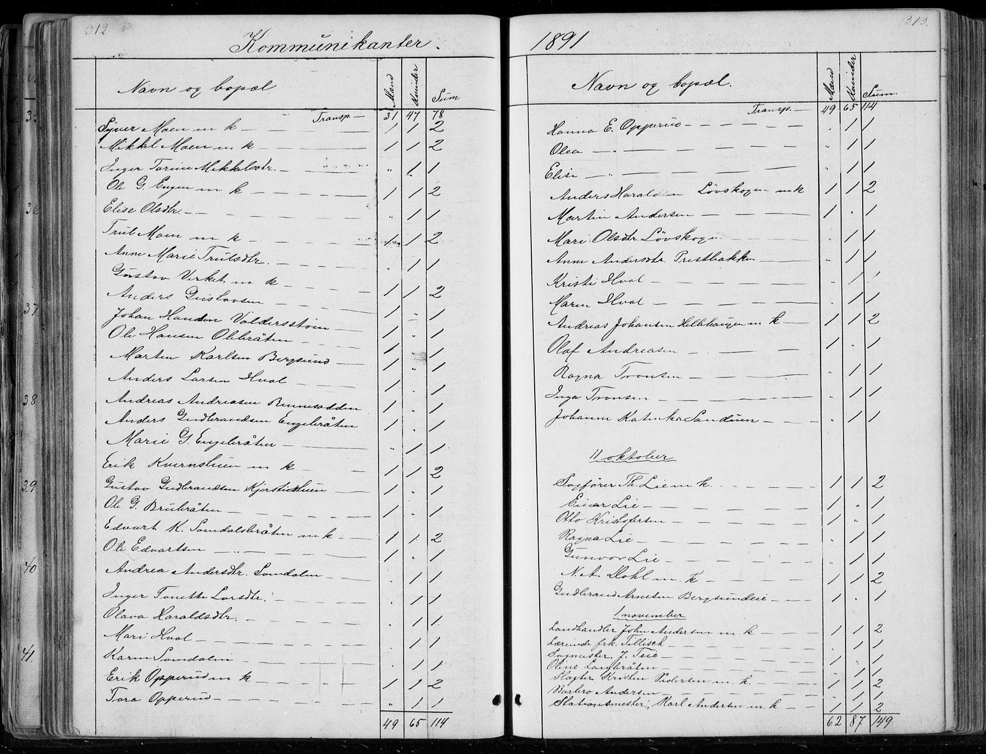 Ådal kirkebøker, SAKO/A-248/G/Gc/L0001: Parish register (copy) no. III 1, 1862-1898, p. 312-313