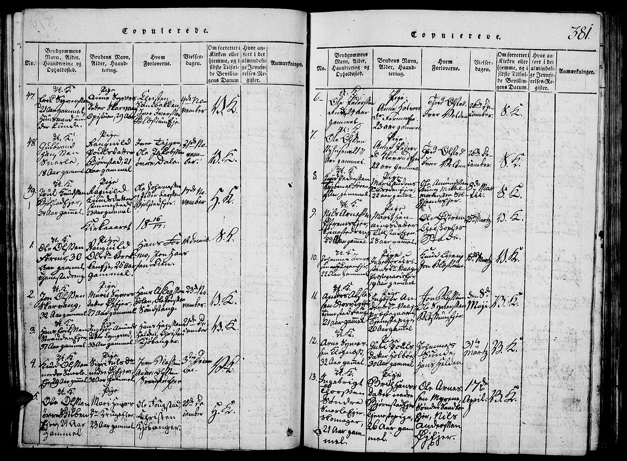 Vågå prestekontor, SAH/PREST-076/H/Ha/Hab/L0001: Parish register (copy) no. 1, 1815-1827, p. 380-381