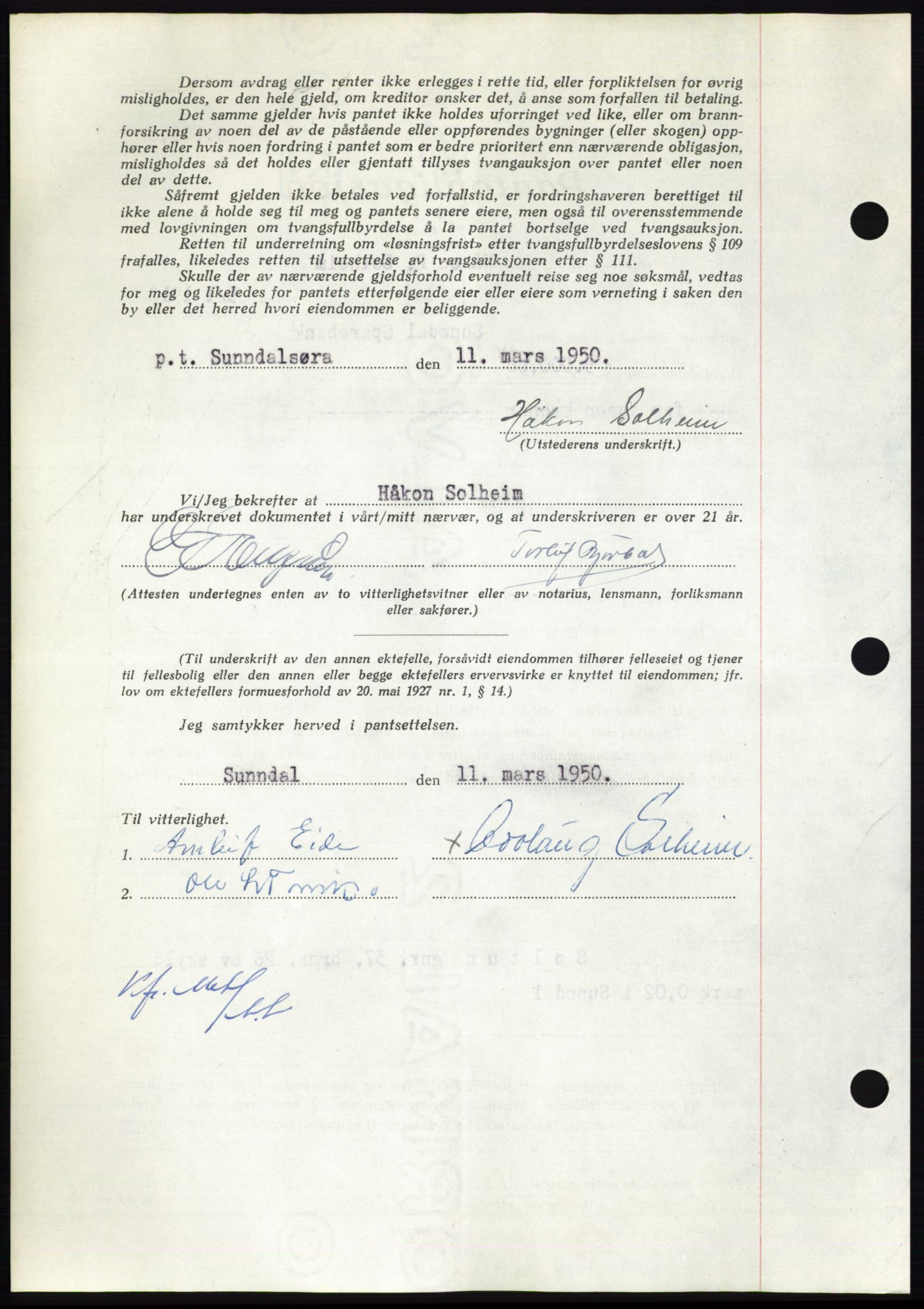 Nordmøre sorenskriveri, AV/SAT-A-4132/1/2/2Ca: Mortgage book no. B104, 1950-1950, Diary no: : 1305/1950