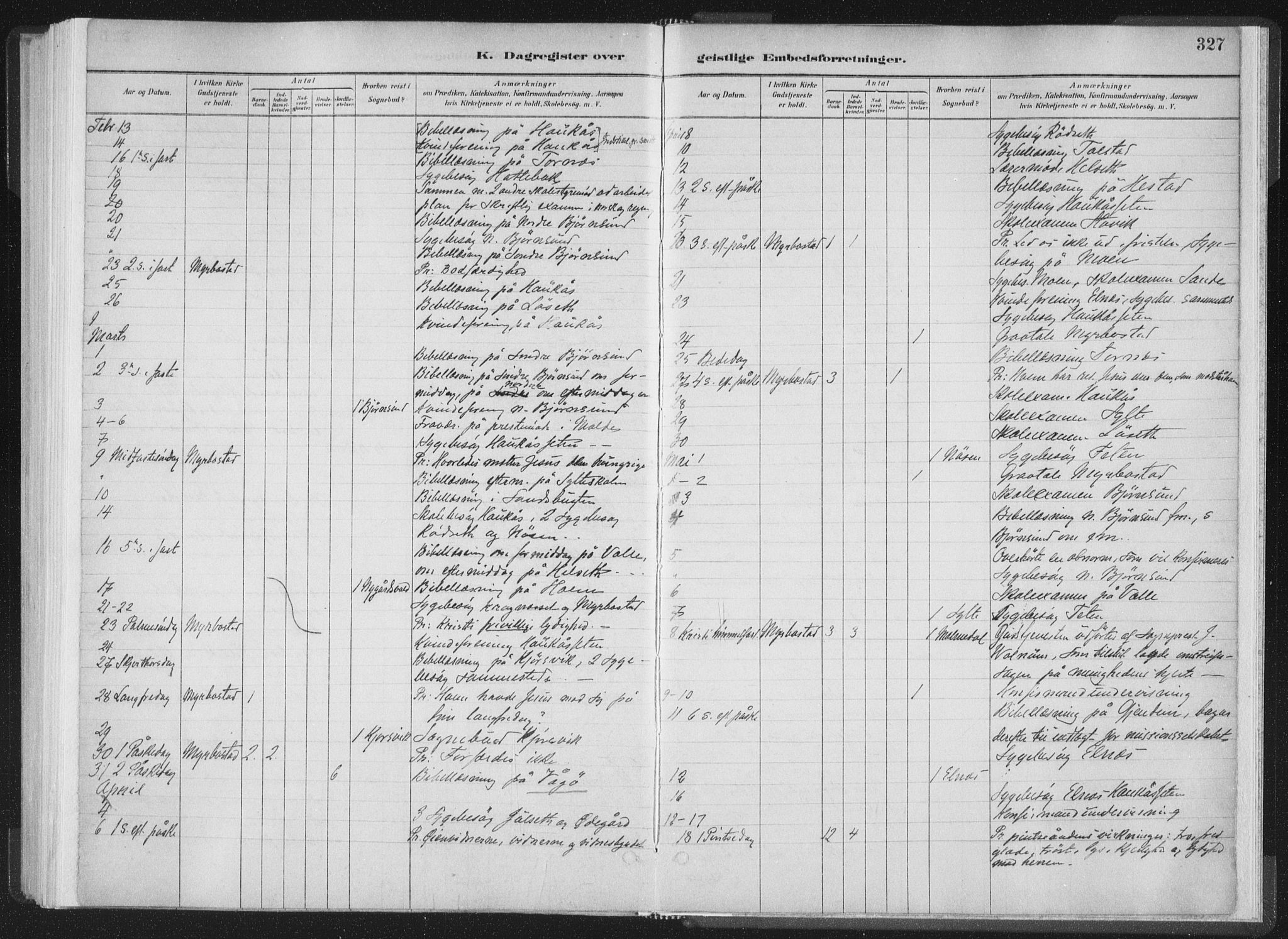 Ministerialprotokoller, klokkerbøker og fødselsregistre - Møre og Romsdal, AV/SAT-A-1454/564/L0740: Parish register (official) no. 564A01, 1880-1899, p. 327