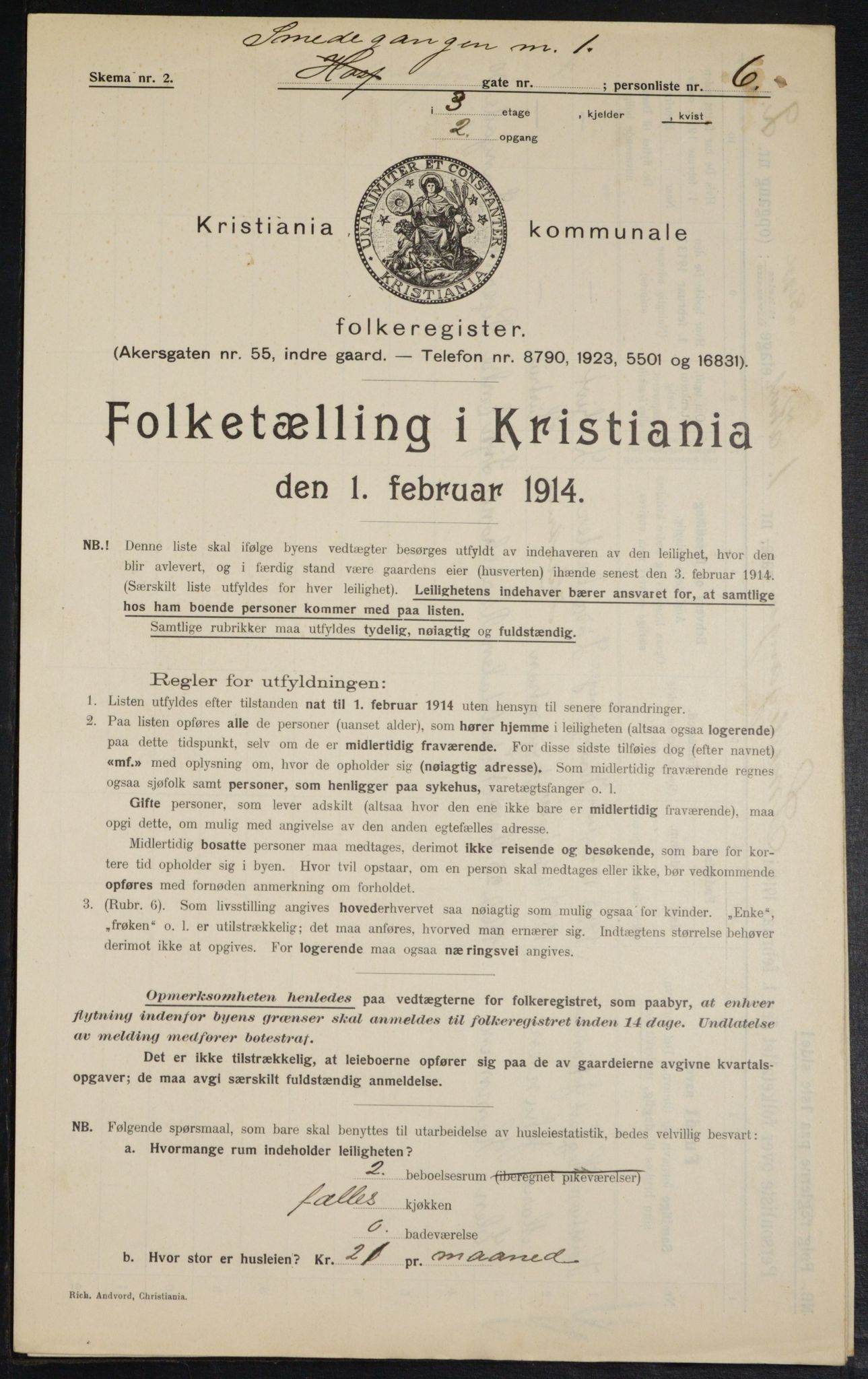 OBA, Municipal Census 1914 for Kristiania, 1914, p. 96954