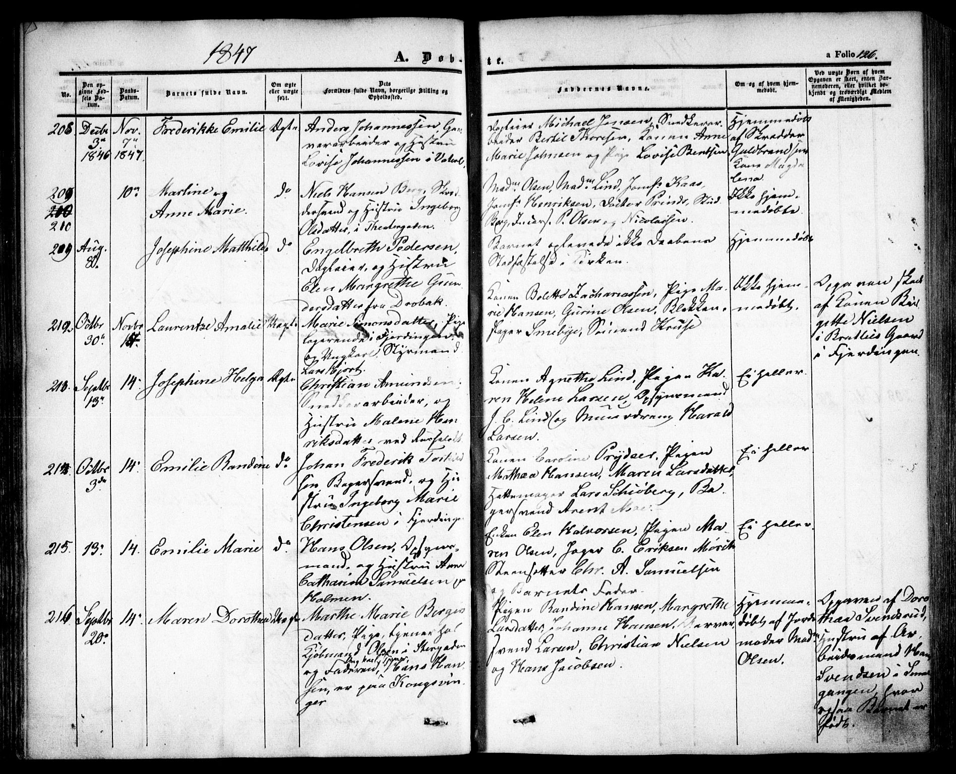Oslo domkirke Kirkebøker, SAO/A-10752/F/Fa/L0013: Parish register (official) no. 13, 1844-1864, p. 126