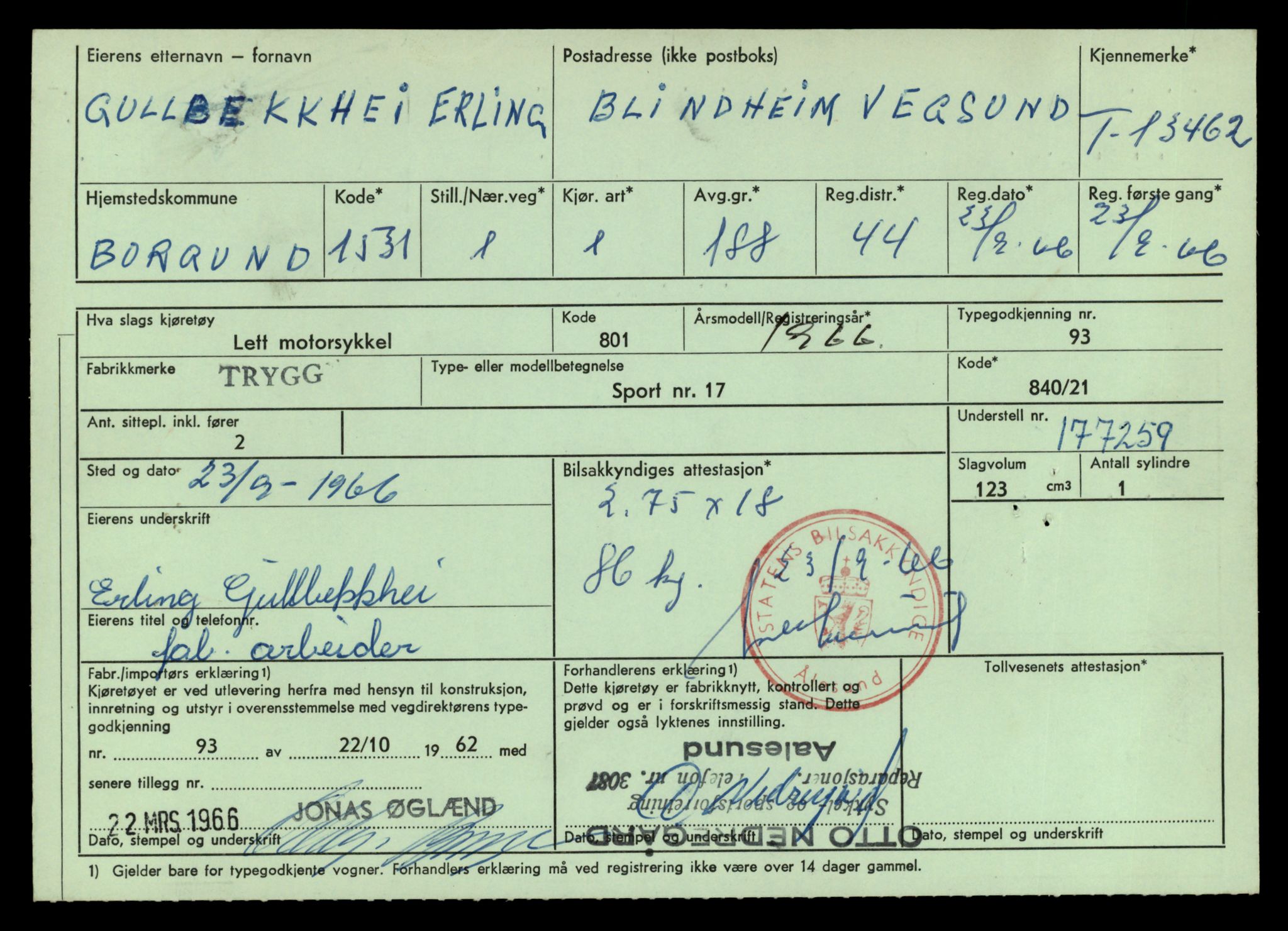Møre og Romsdal vegkontor - Ålesund trafikkstasjon, AV/SAT-A-4099/F/Fe/L0039: Registreringskort for kjøretøy T 13361 - T 13530, 1927-1998, p. 1729