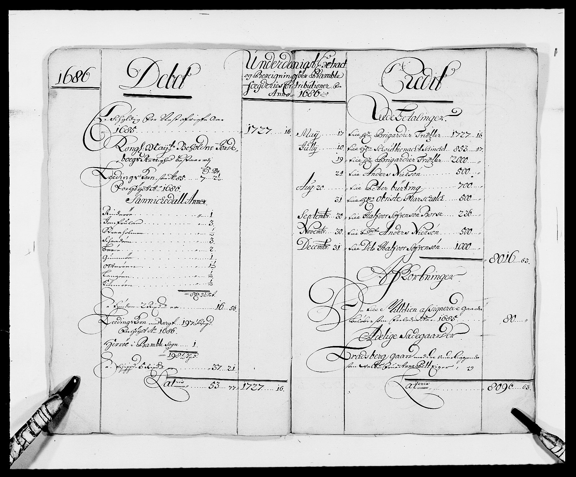Rentekammeret inntil 1814, Reviderte regnskaper, Fogderegnskap, AV/RA-EA-4092/R34/L2048: Fogderegnskap Bamble, 1685-1687, p. 7