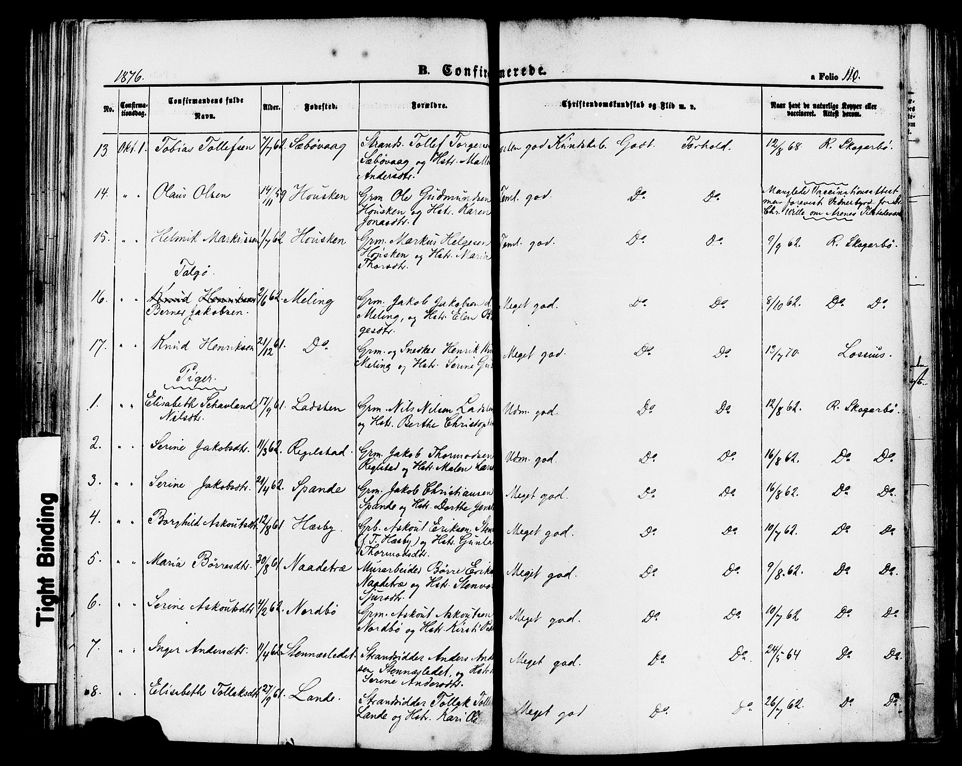 Finnøy sokneprestkontor, AV/SAST-A-101825/H/Ha/Haa/L0008: Parish register (official) no. A 8, 1863-1878, p. 110