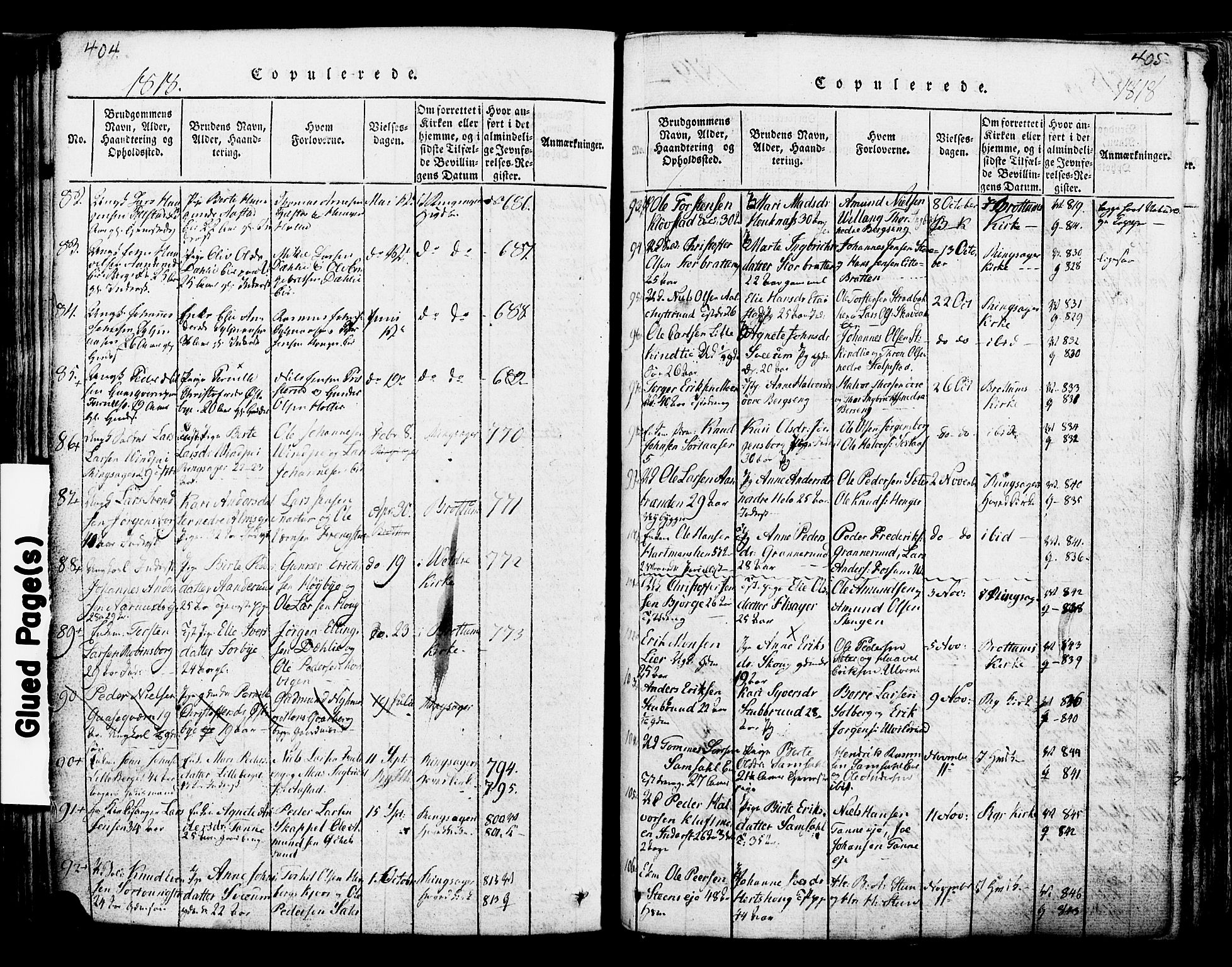 Ringsaker prestekontor, AV/SAH-PREST-014/K/Ka/L0005: Parish register (official) no. 5, 1814-1826, p. 404-405